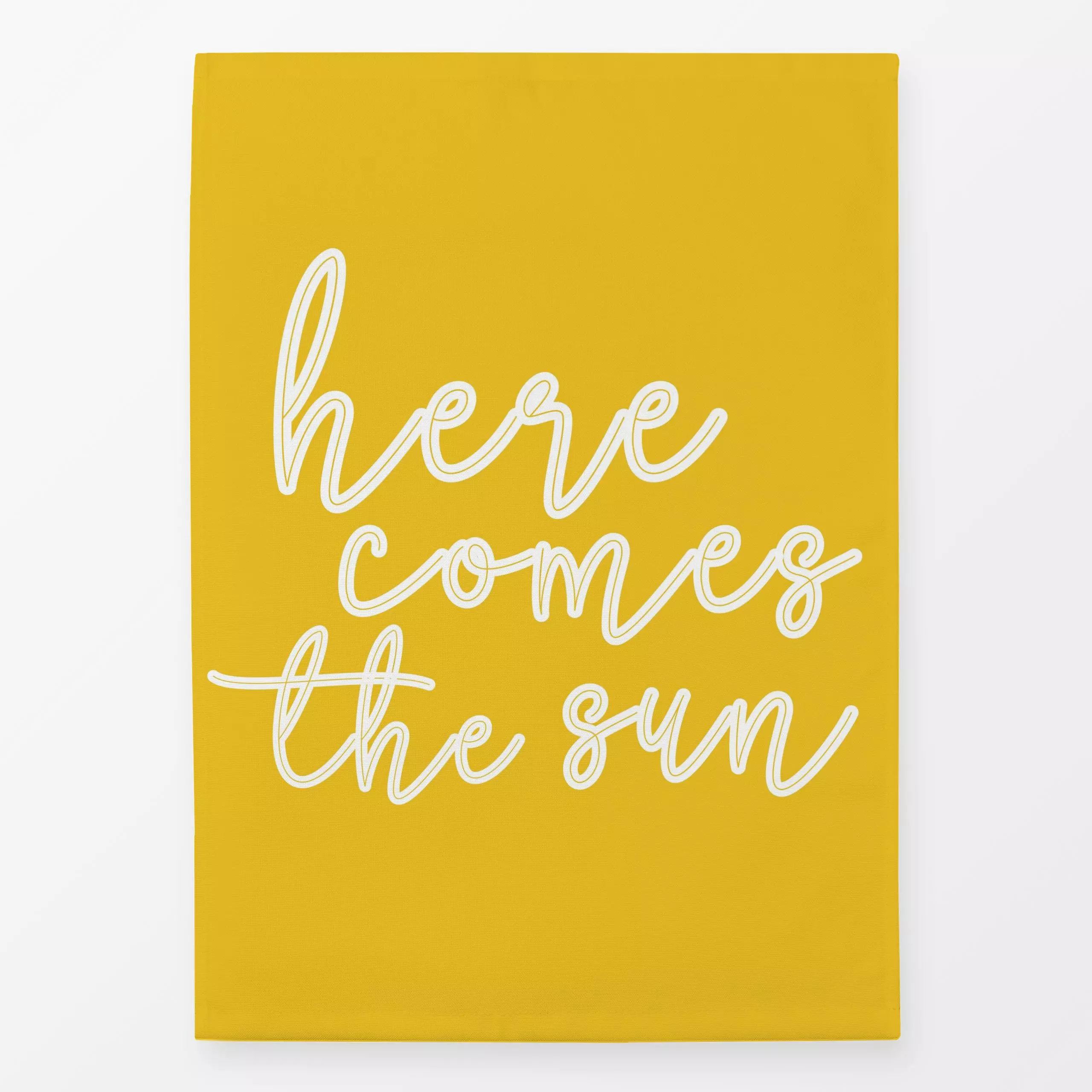 Geschirrtücher Here Comes The Sun - Gelb - Sommer, Sprüche & Schriftzüge - von „Uta Naumann"; Garten, Sonne, Sommer, text, m...