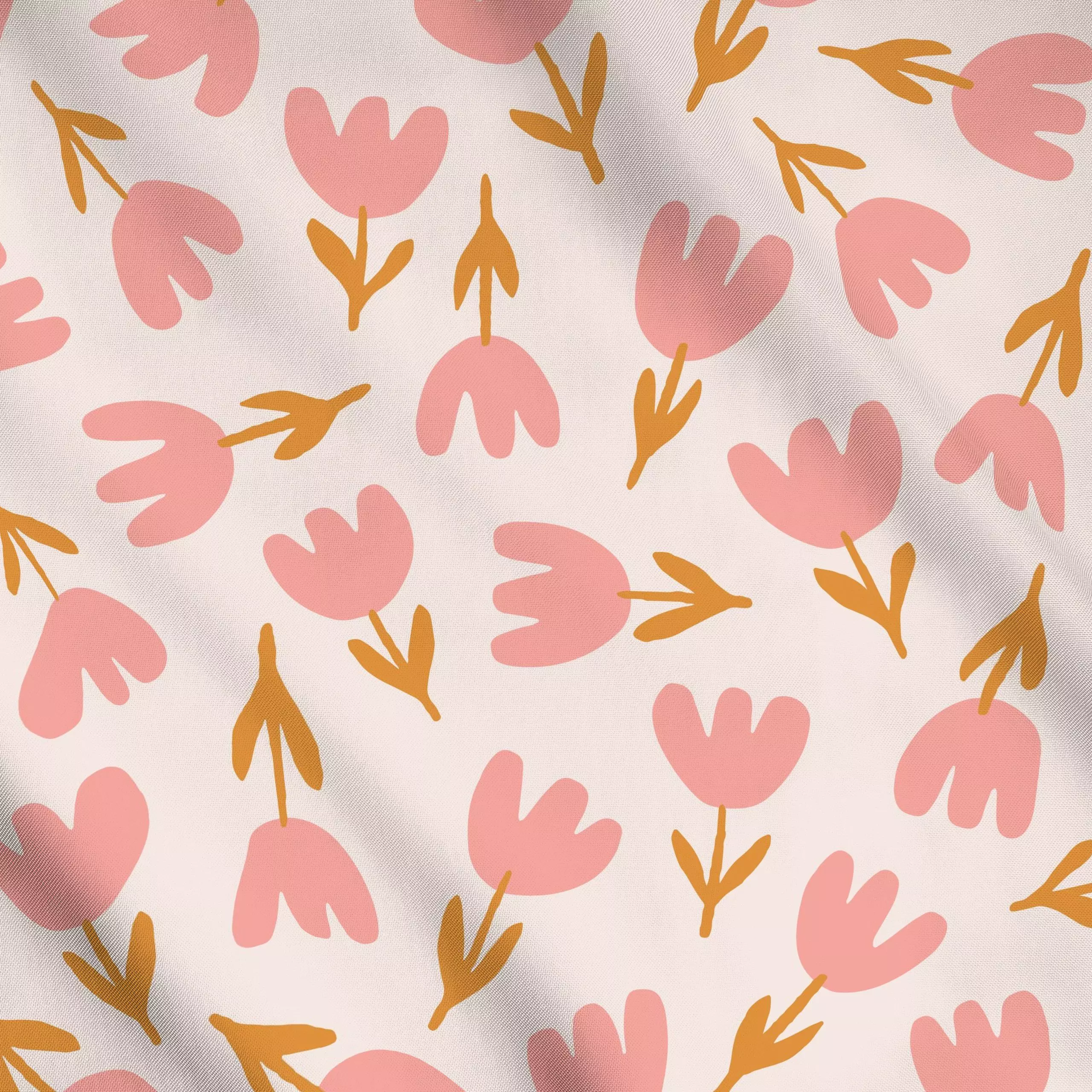 Meterware Emily beige koralle - Blumen & Florales, Frühling - von „Kathrin Woo"; Muster, minimal, rosa, Blumen, beige, flora...