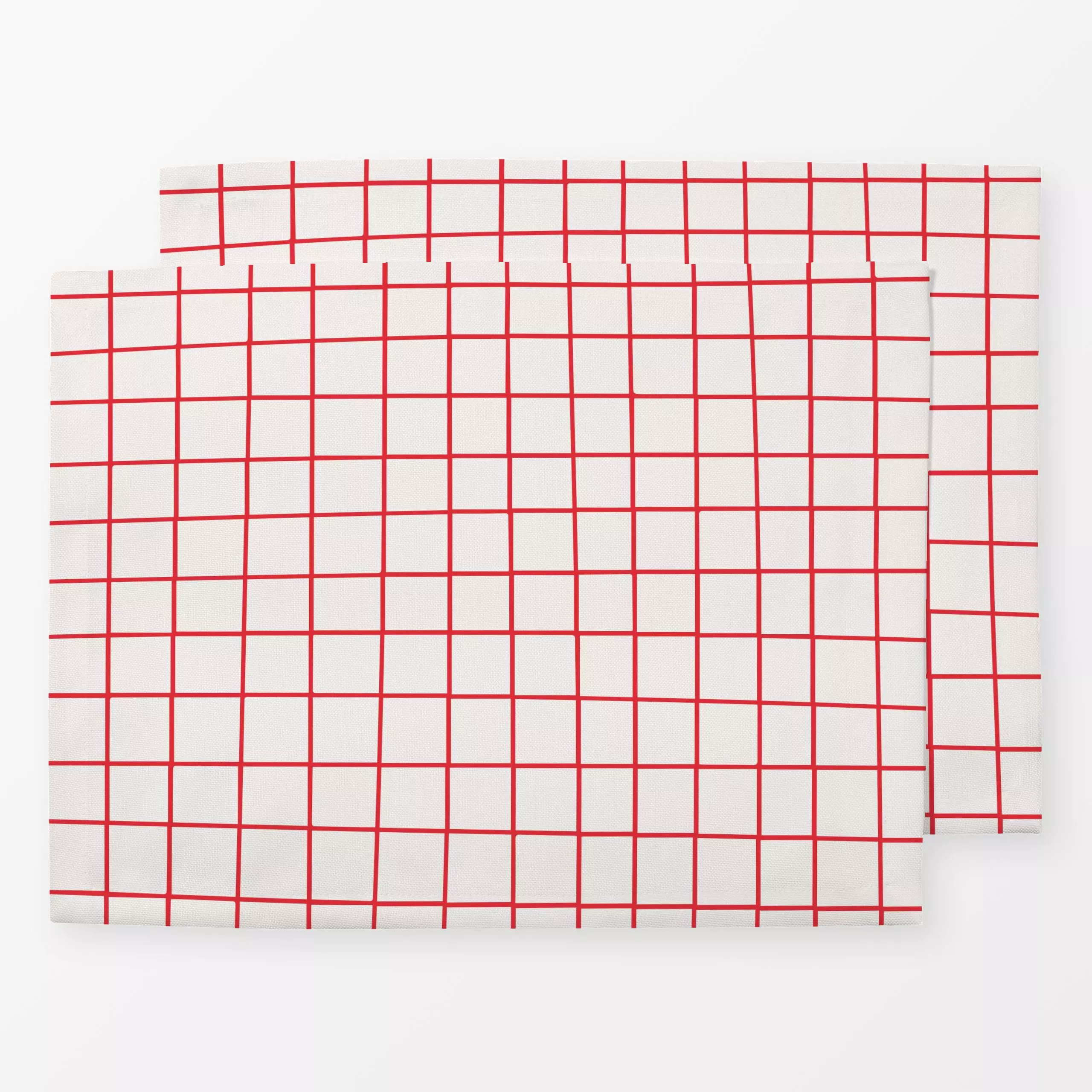 Tischset Hand Drawn Grid Rot - Sommer, Symbole & Muster - von „textilwerk"; modern, Sommer, grid, summer, rot, minimalistisc...
