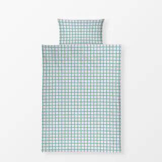 Bettwäsche Karo Grid Lila & Grün