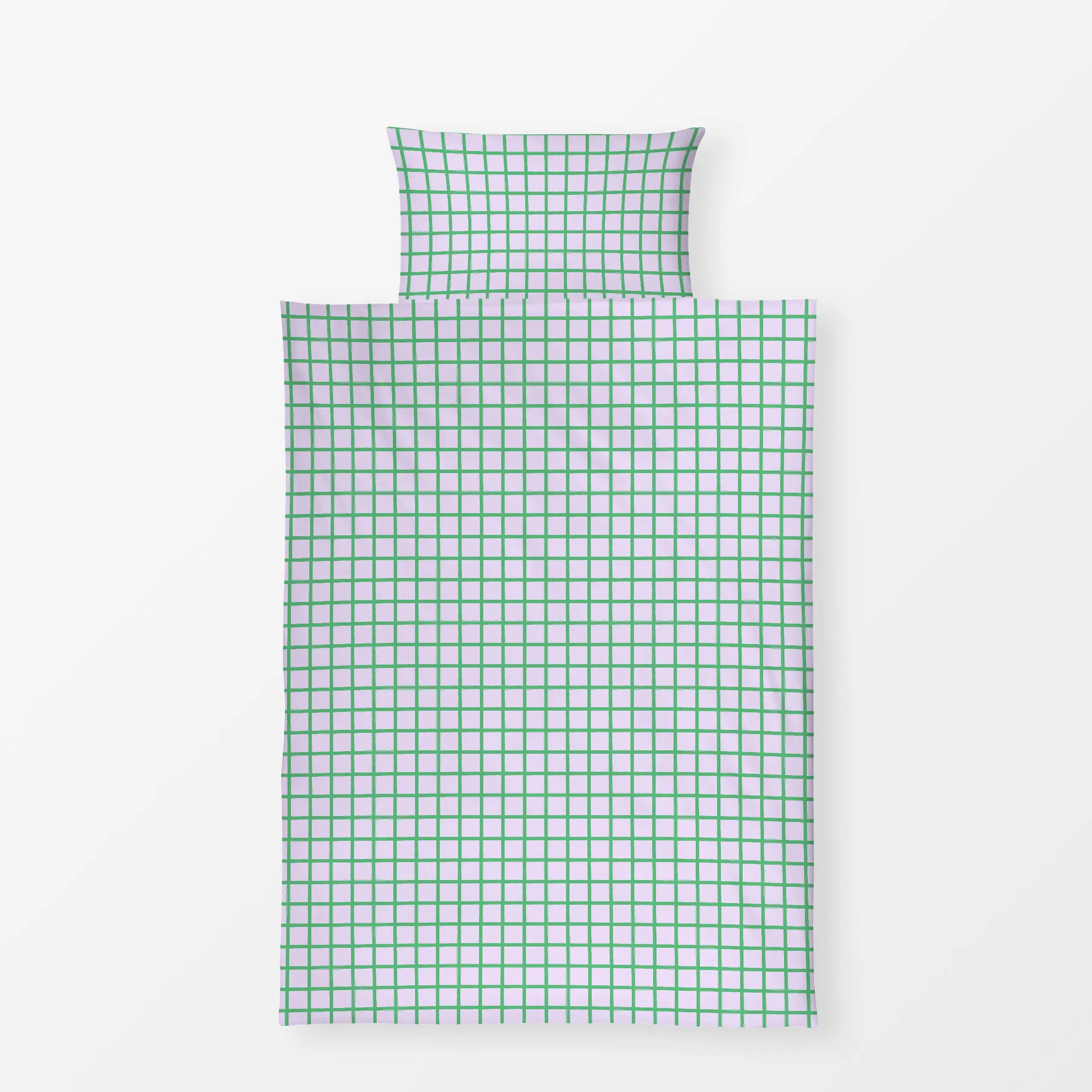 Bettwäsche Karo Grid Lila & Grün - Frühling, Symbole & Muster, Ostern - von „Maren Gross "; minimal, Linien, grafisch, Scand...