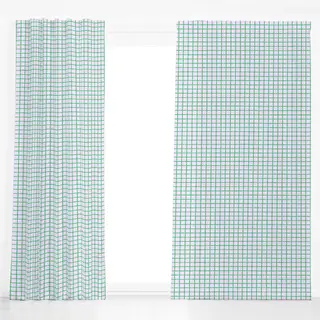 Dekovorhang Karo Grid Lila & Grün