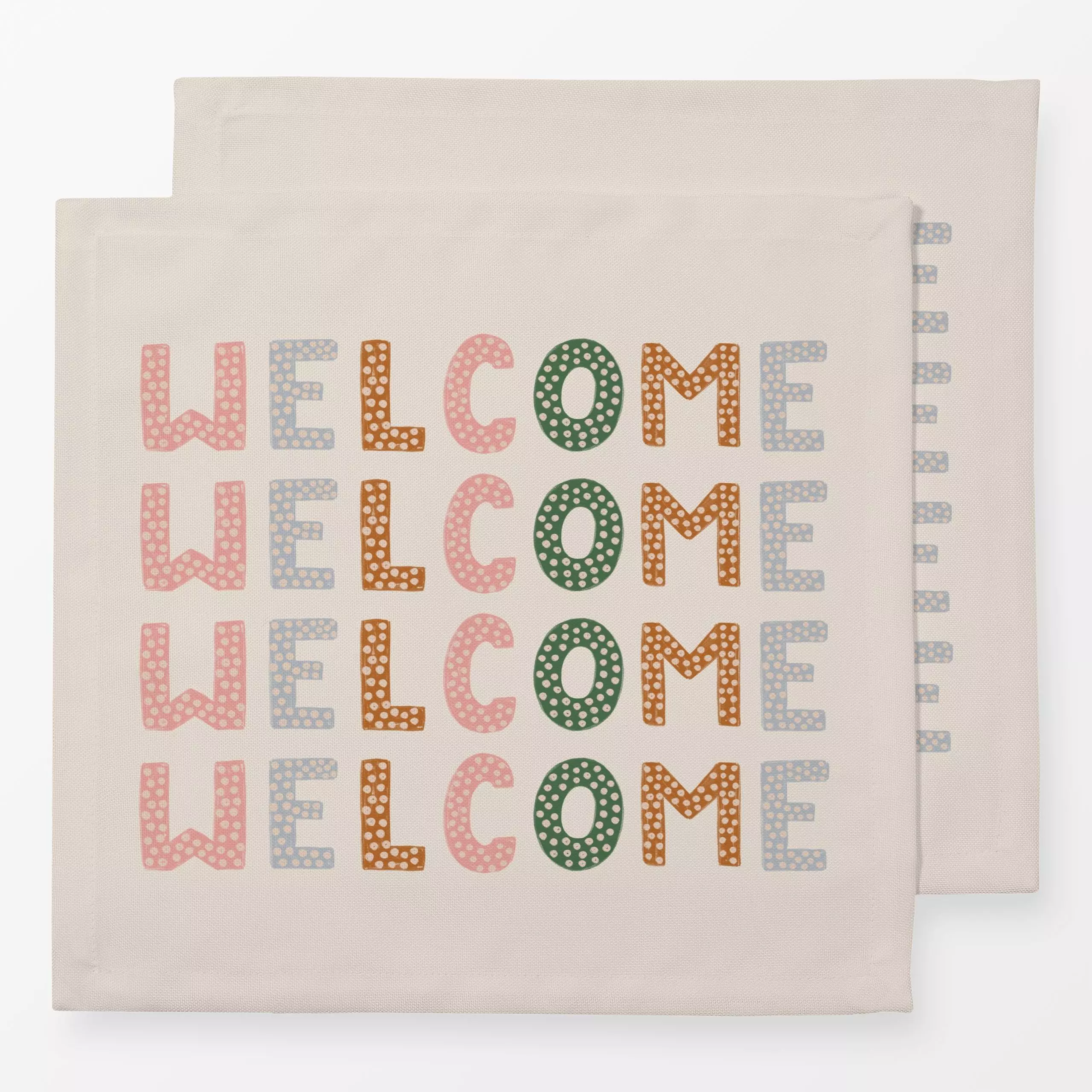 Servietten Welcome bunt - Sprüche & Schriftzüge, Symbole & Muster - von „Kruth Design“; Punkte, Zitate und Slogans, spruch, ...