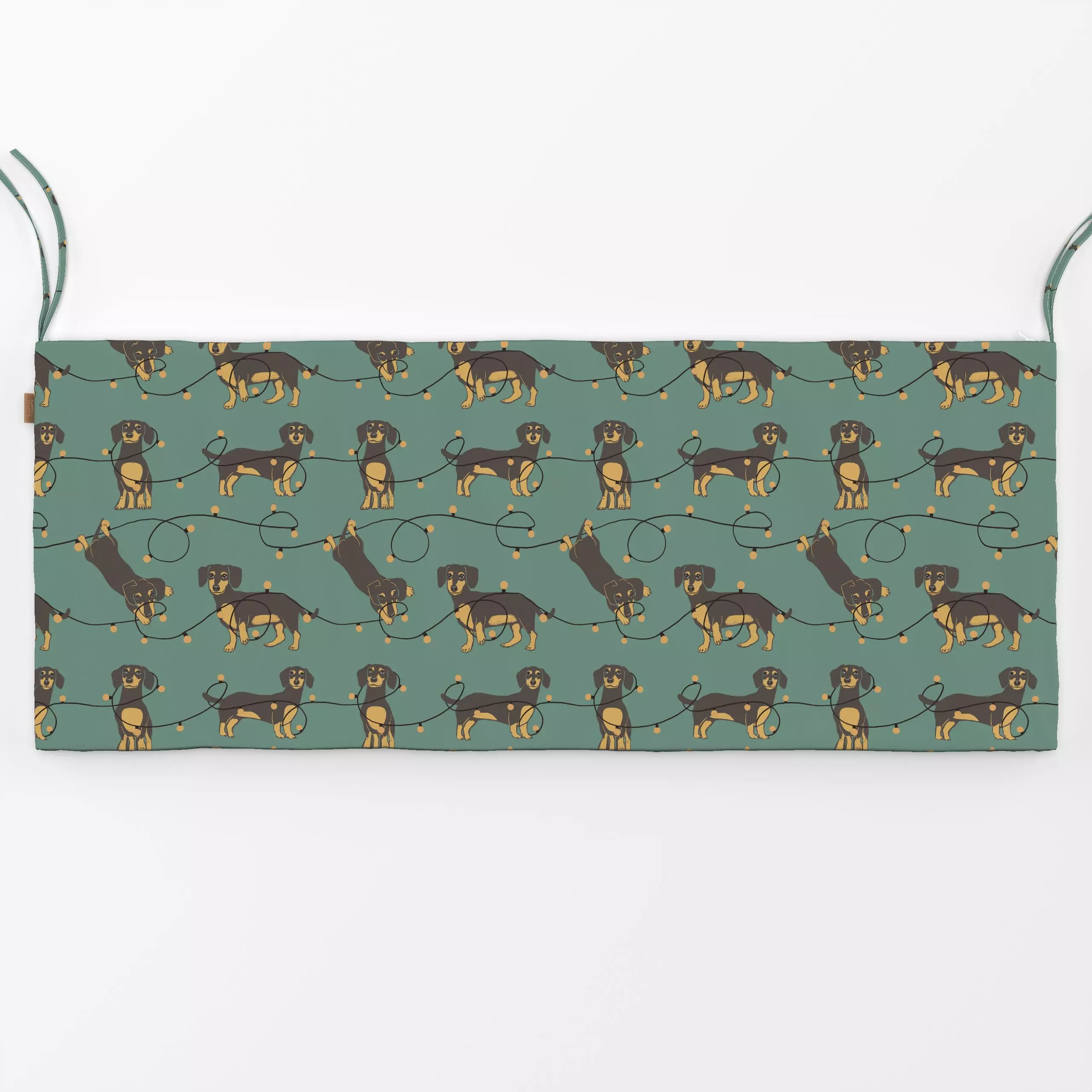 Bankauflage Dackel Lichterkette Salbei - Kinderzimmer & Motive für Kinder, Tiere, Anlässe - von „Mareen Heinz"; Muster, Hund...