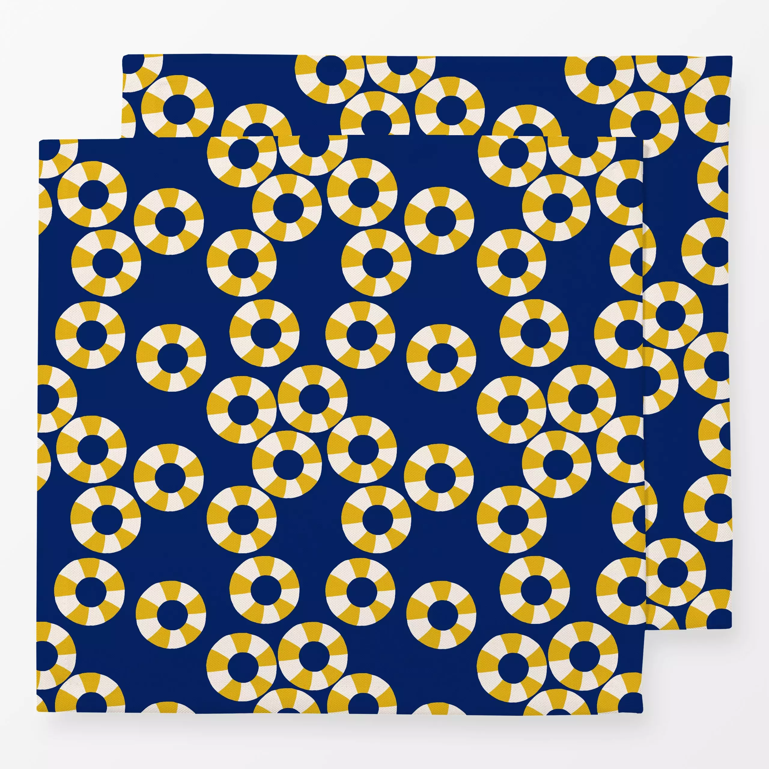 Servietten Schwimmringe Blau Gelb - Sommer - von „Sophie Augustin Illustration"; Schwimmen, pool, swimmingpool, outdoor, Fre...