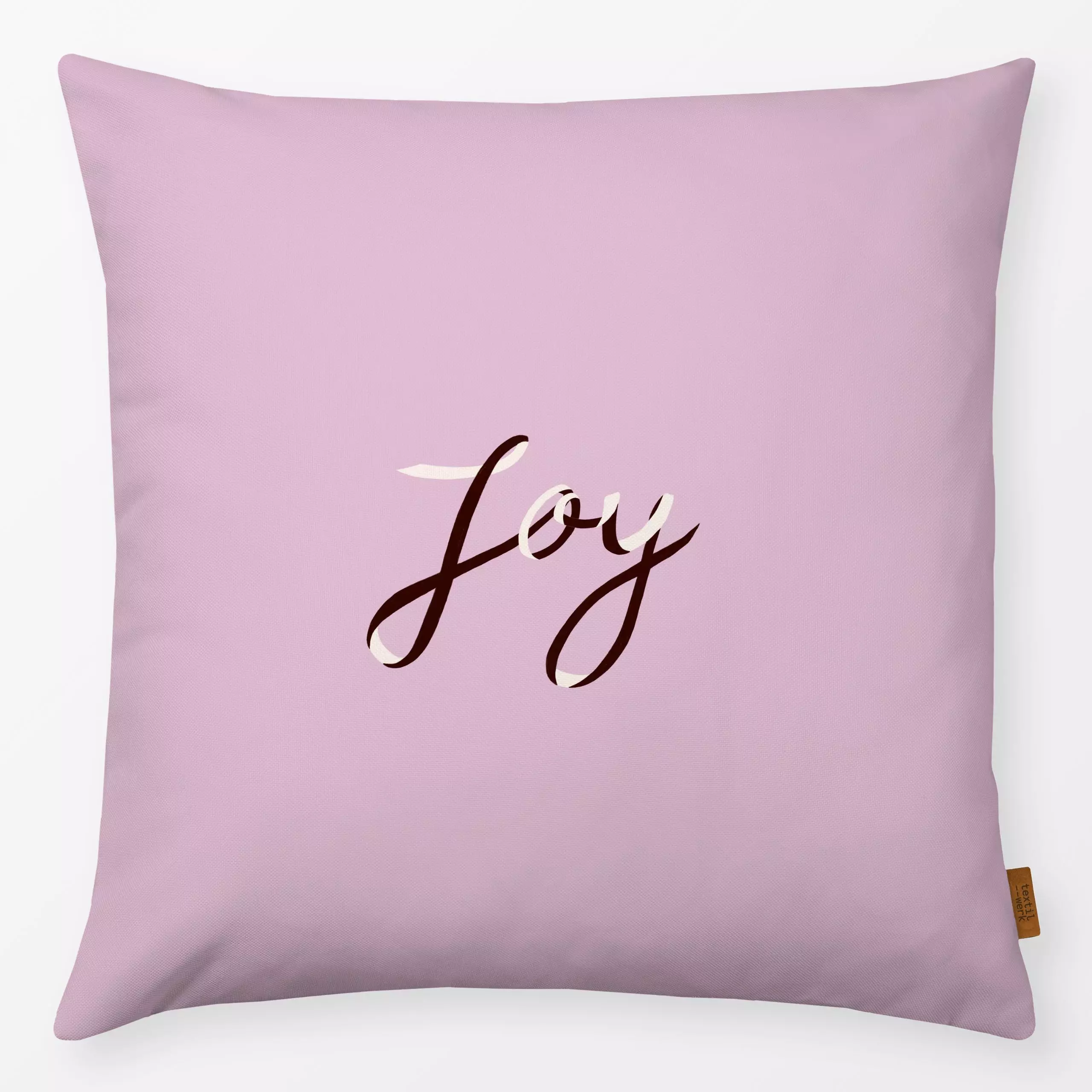 Kissen Joy Ribbonschrift Rosa - Sprüche & Schriftzüge, Weihnachten - von „Sophie Augustin Illustration"; Weihnachten, typogr...