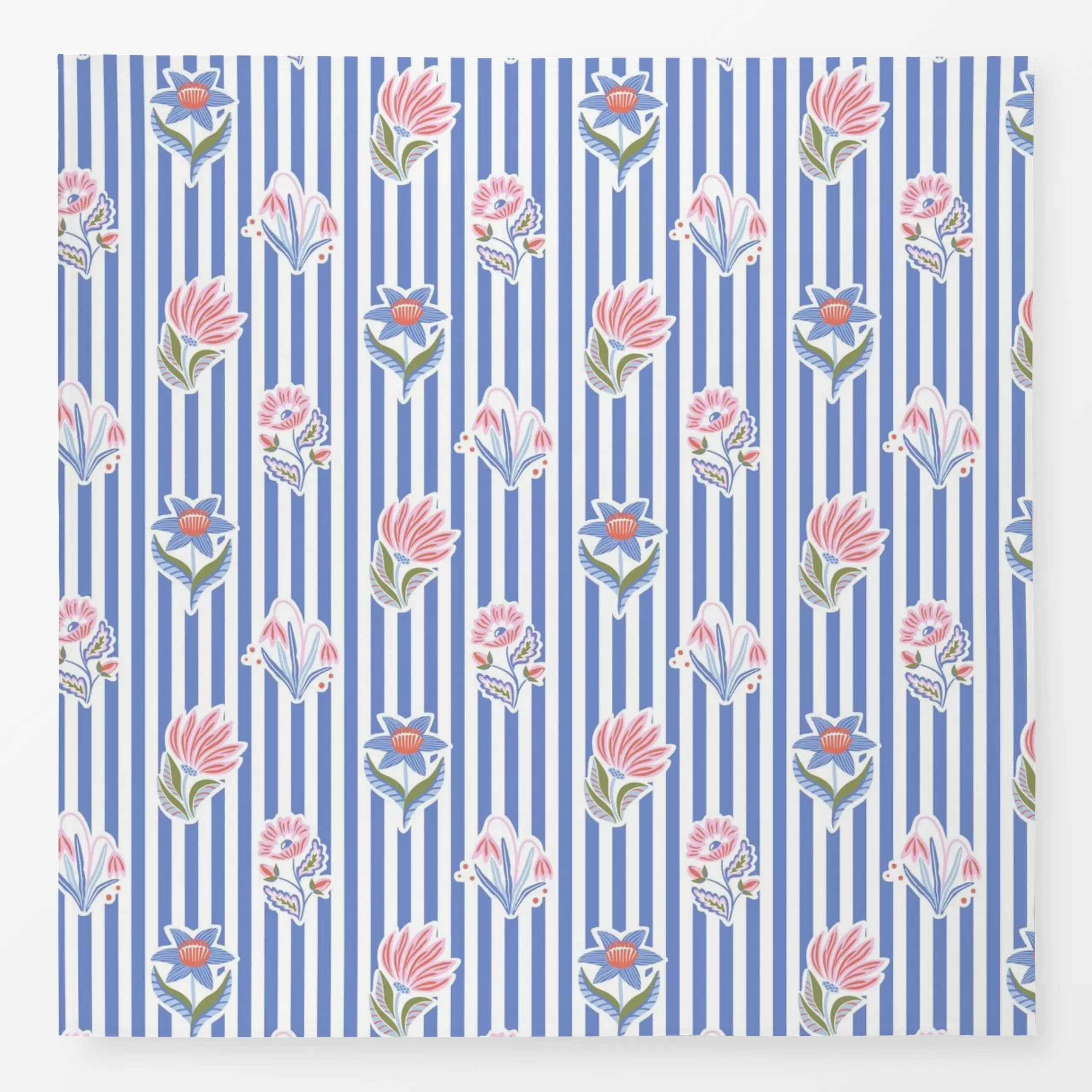 Tischdecke Blumenstreifen blau - Blumen & Florales, Frühling, Symbole & Muster - von „Vivian Hasenclever"; Blumen, Wildblume...