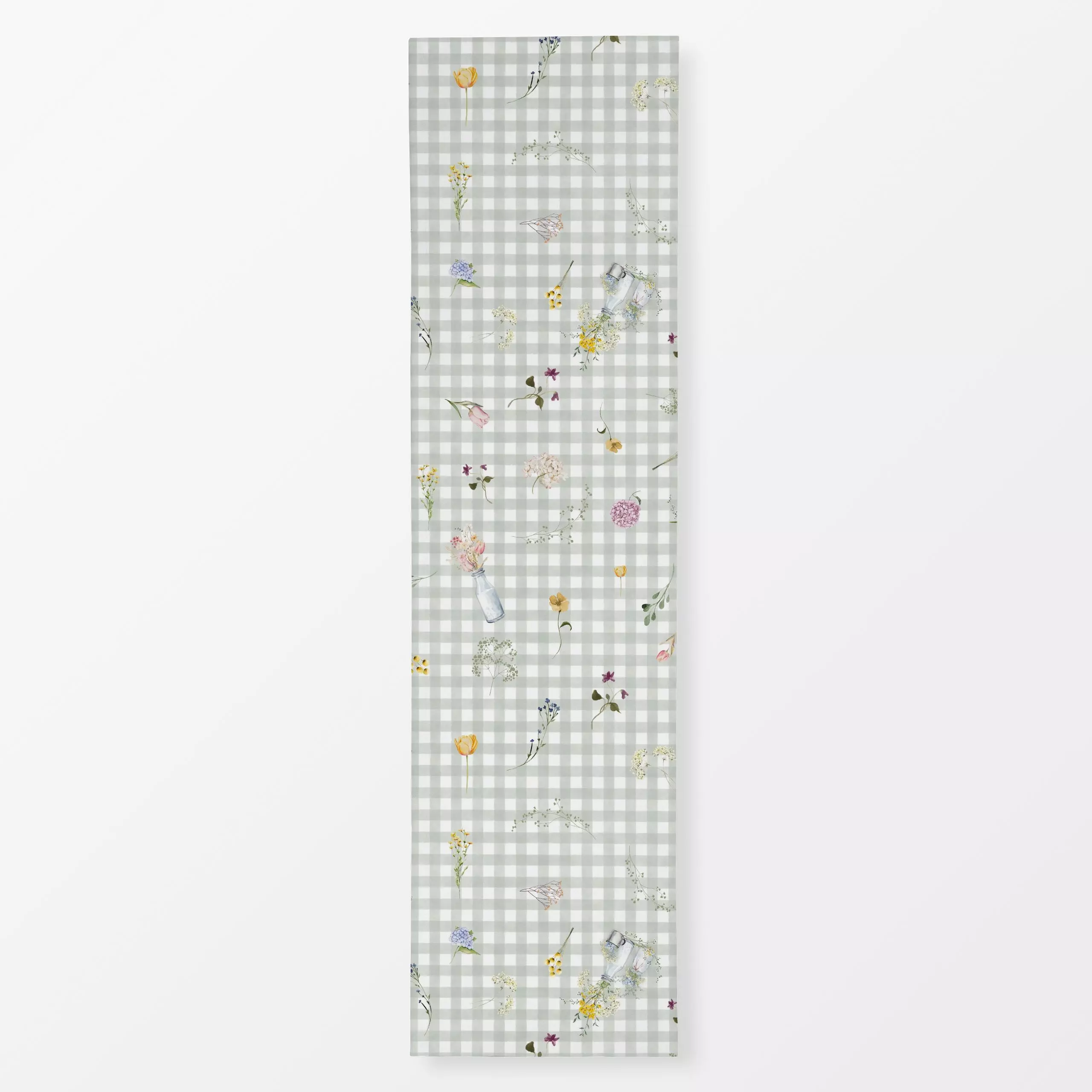 Tischläufer Cottage Spring Blumenkaro 2, Blumen, gemustert, Ostern, von Monika Strigel