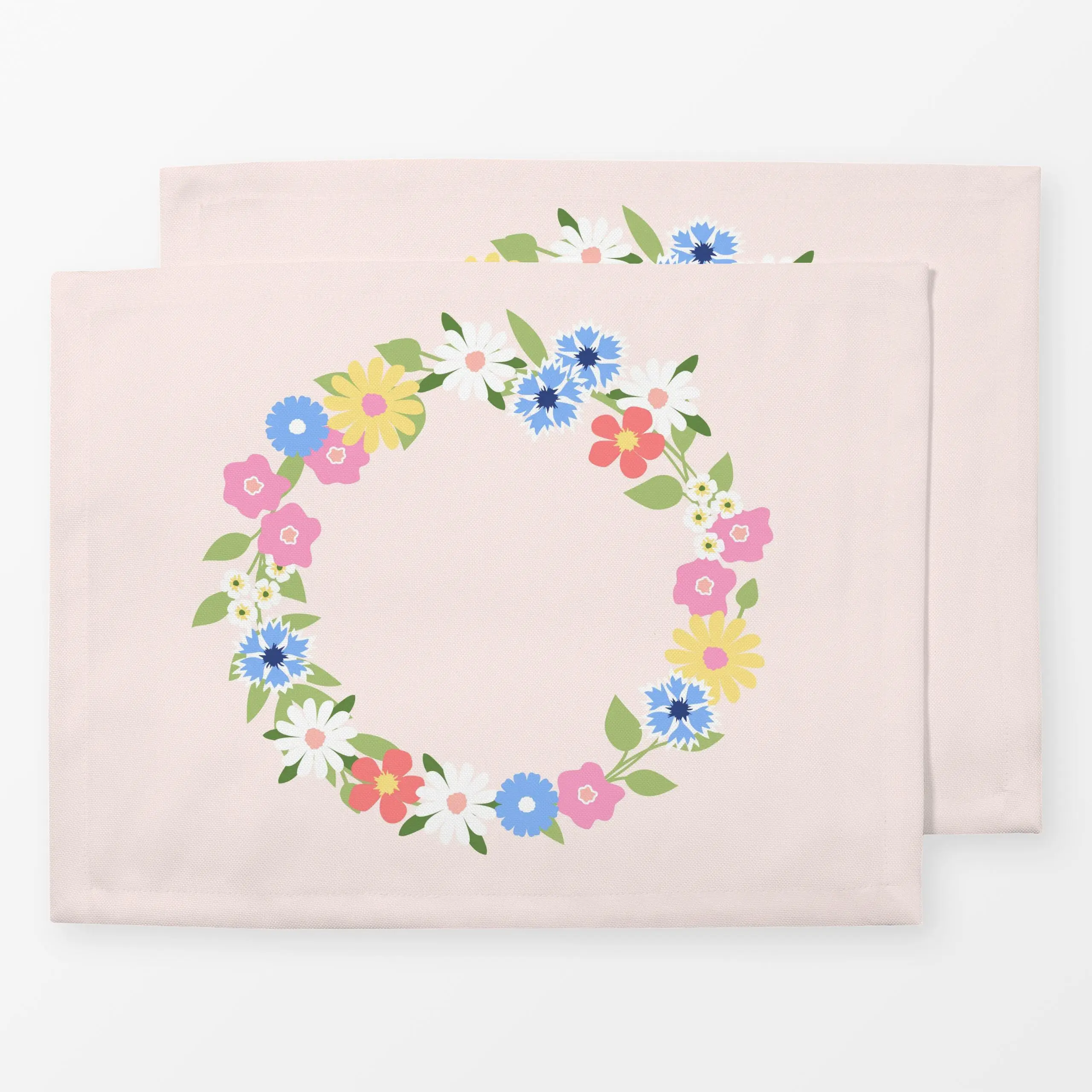 Tischset Blumenkranz Frühling Pink - Blumen & Florales, Frühling, Ostern - von „Jana Moßmann"; Ostern, kranz, Pastell, Frueh...