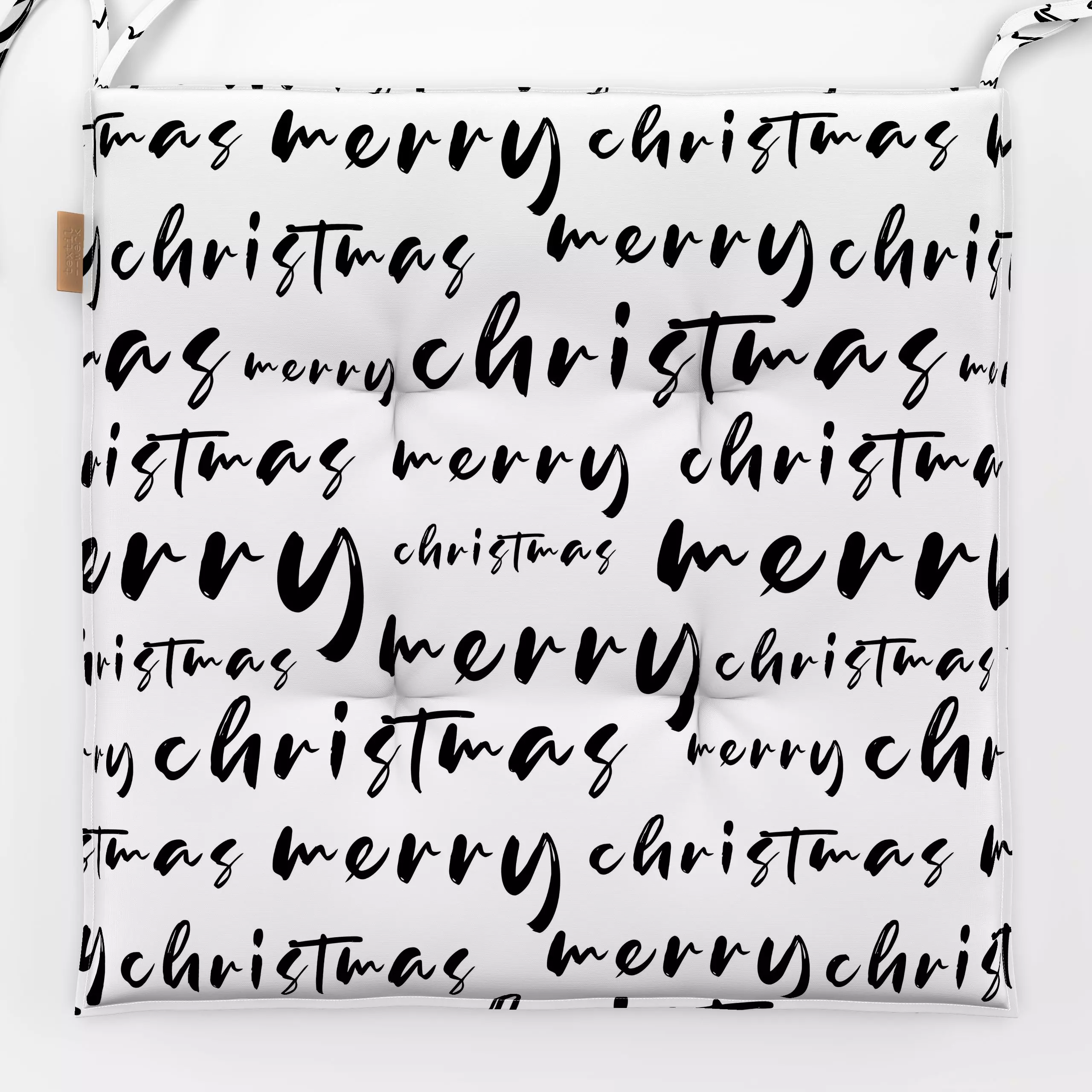 Sitzkissen Merry Christmas Ink black - Sprüche & Schriftzüge, Weihnachten - von „Karen Menzenbach"; Weihnachten, Winter, typ...