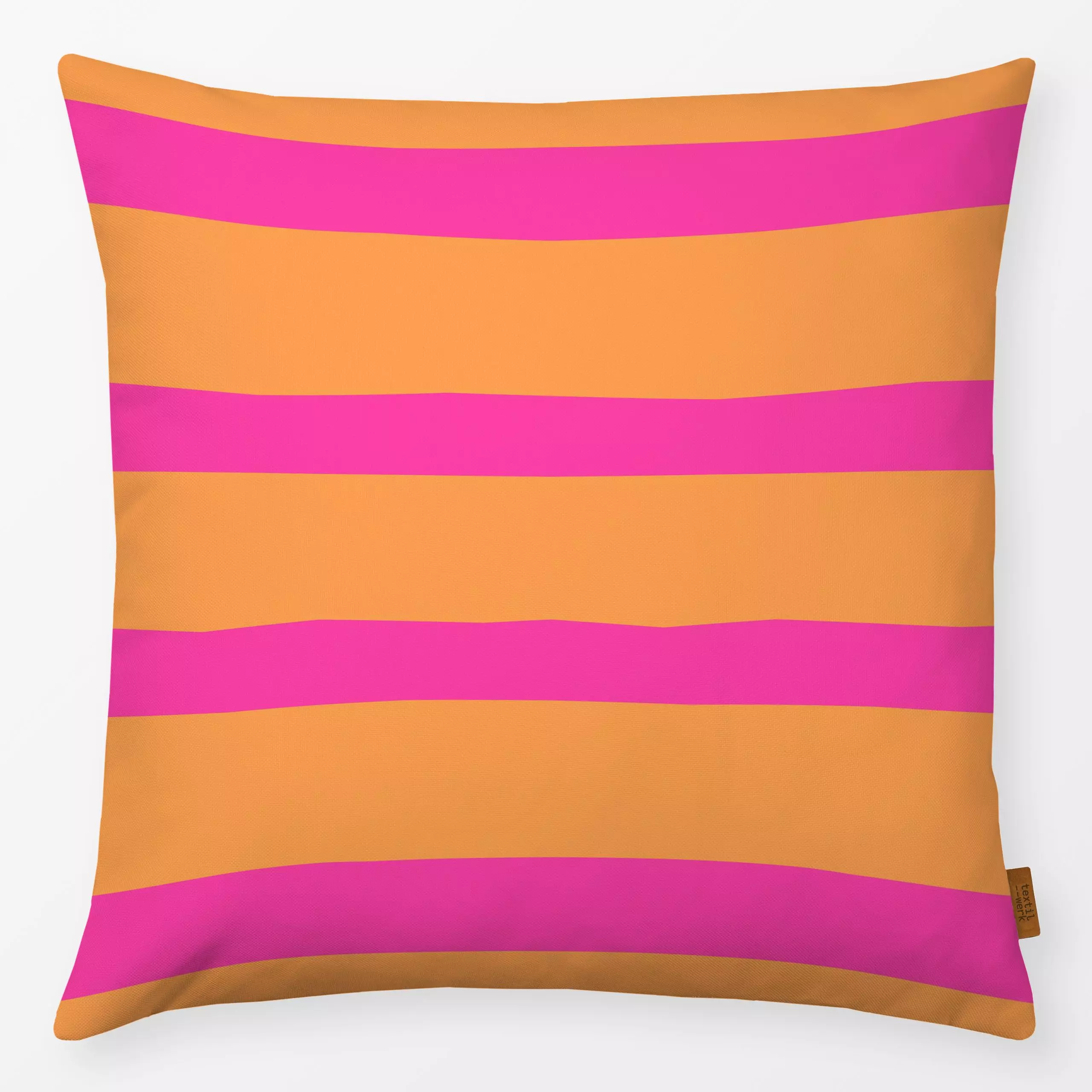 Kissen Streifen orange pink - Sommer, Symbole & Muster - von „Carolin Vonhoff"; Muster, Streifen, Orange, Sommer, pink, gest...