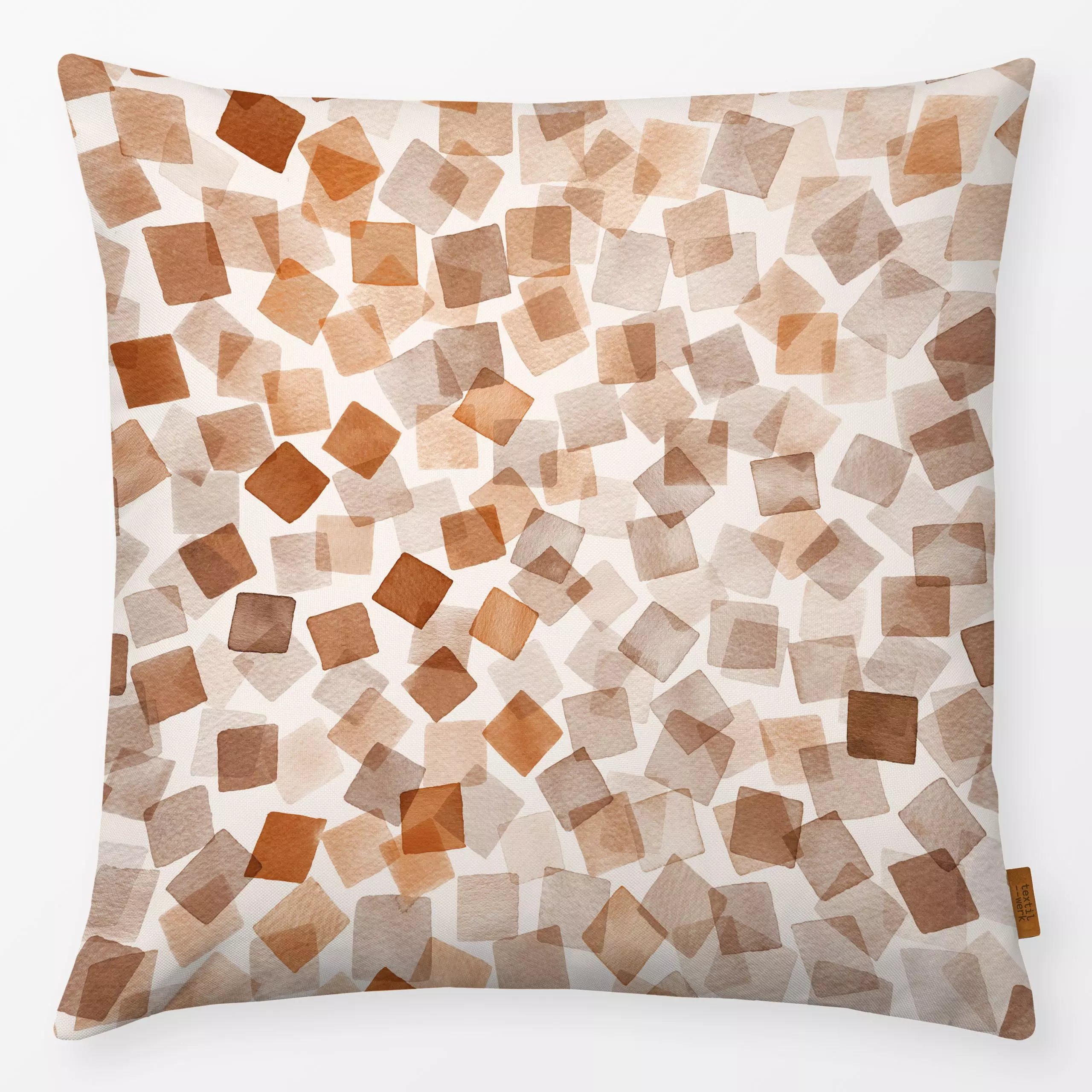 Kissen Watercolor Plaids Terrakotta - Herbst, Symbole & Muster - von „Ninola Design "; Aquarell, minimal, Geometrisch, Cozy,...