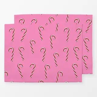 Tischset Candy Canes Muster Pink