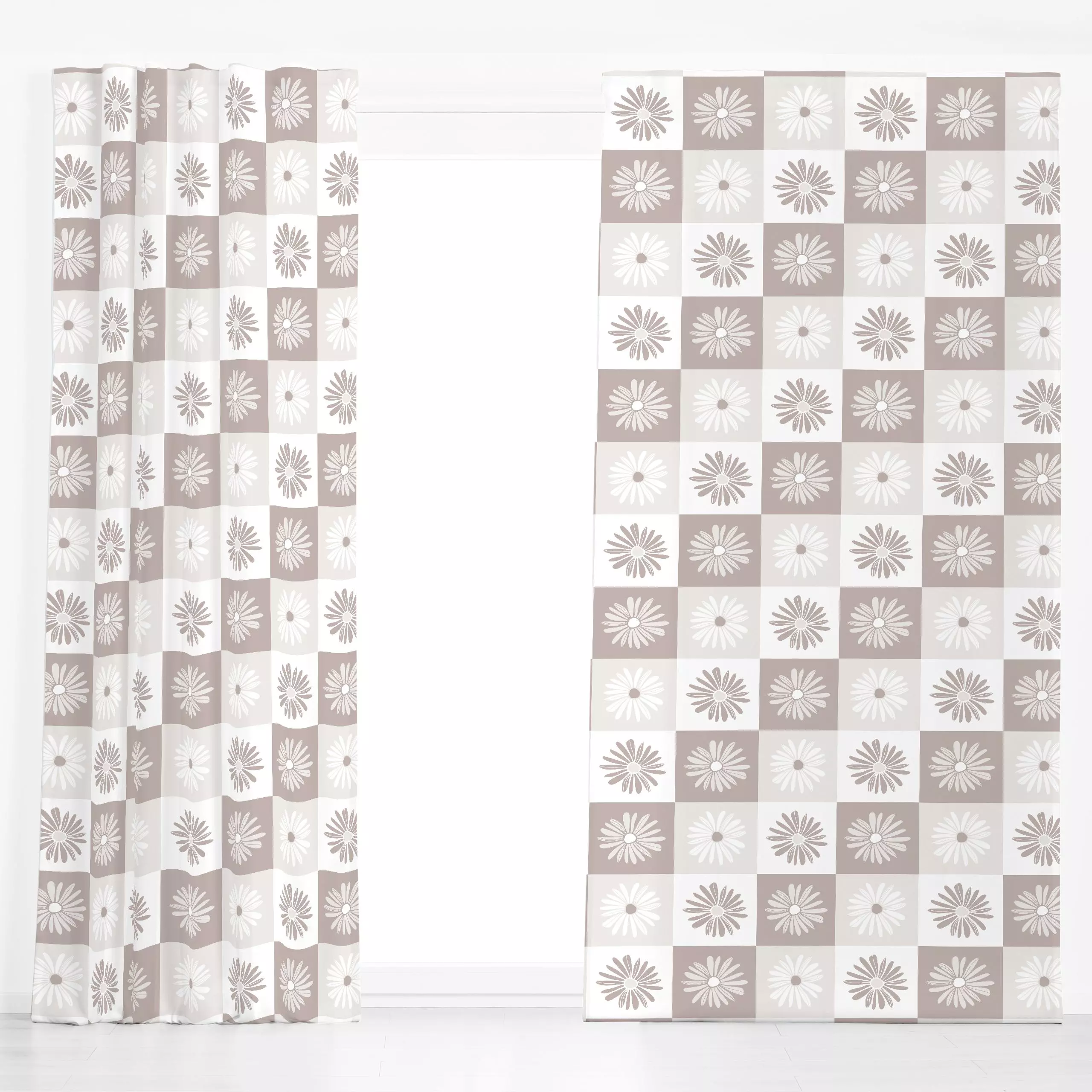 Dekovorhang Frühling Blumen Karo 4 - Blumen & Florales, Symbole & Muster - von „Primus Pattern"; Trockenblumen, Blüten, vint...