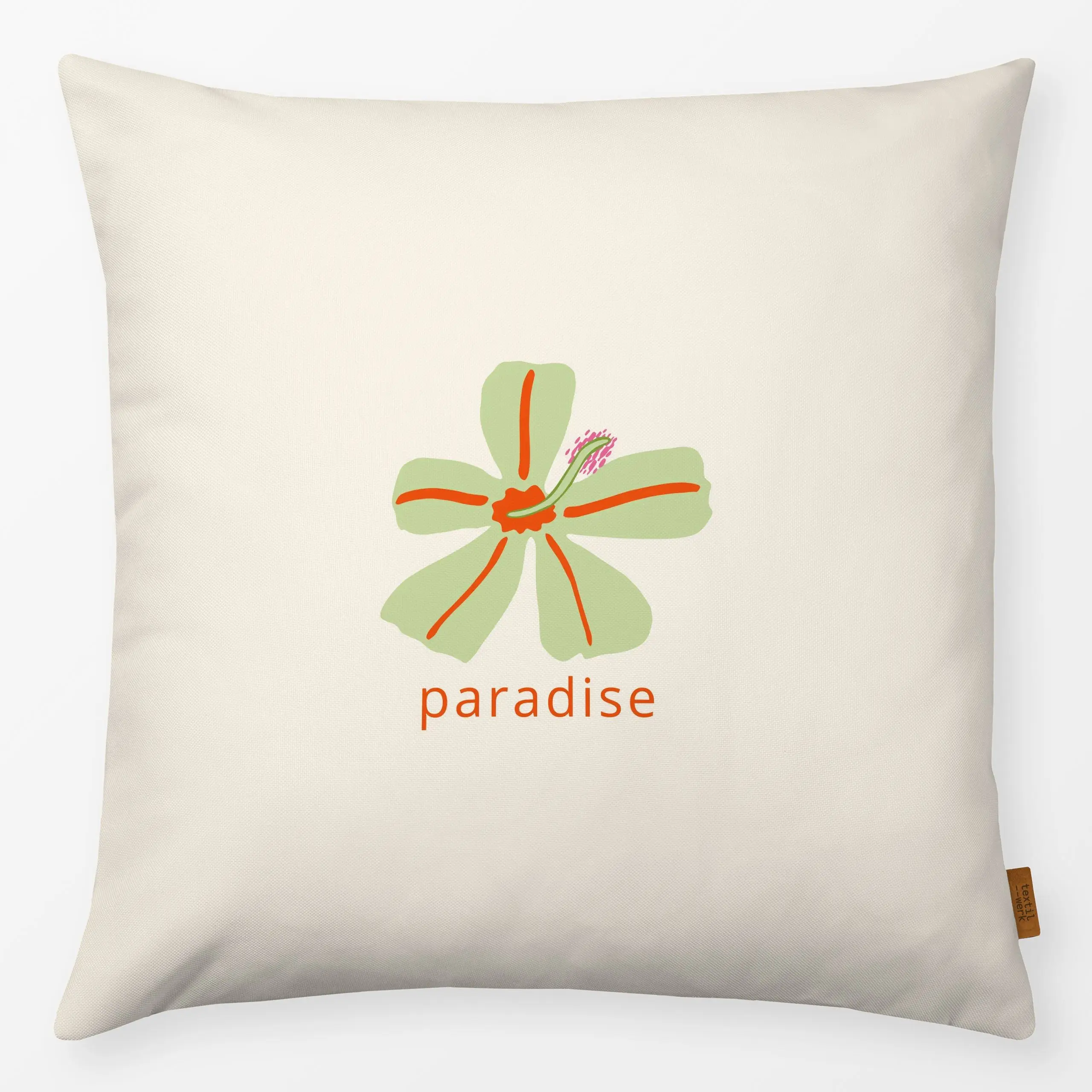 Kissen Paradise Hellgrün - Blumen & Florales, Sommer, Pflanzen & Botanik - von „Patries Elisabeth"; minimal, Blüten, Sommerb...