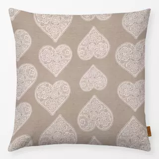 Kissen Boho hearts beige