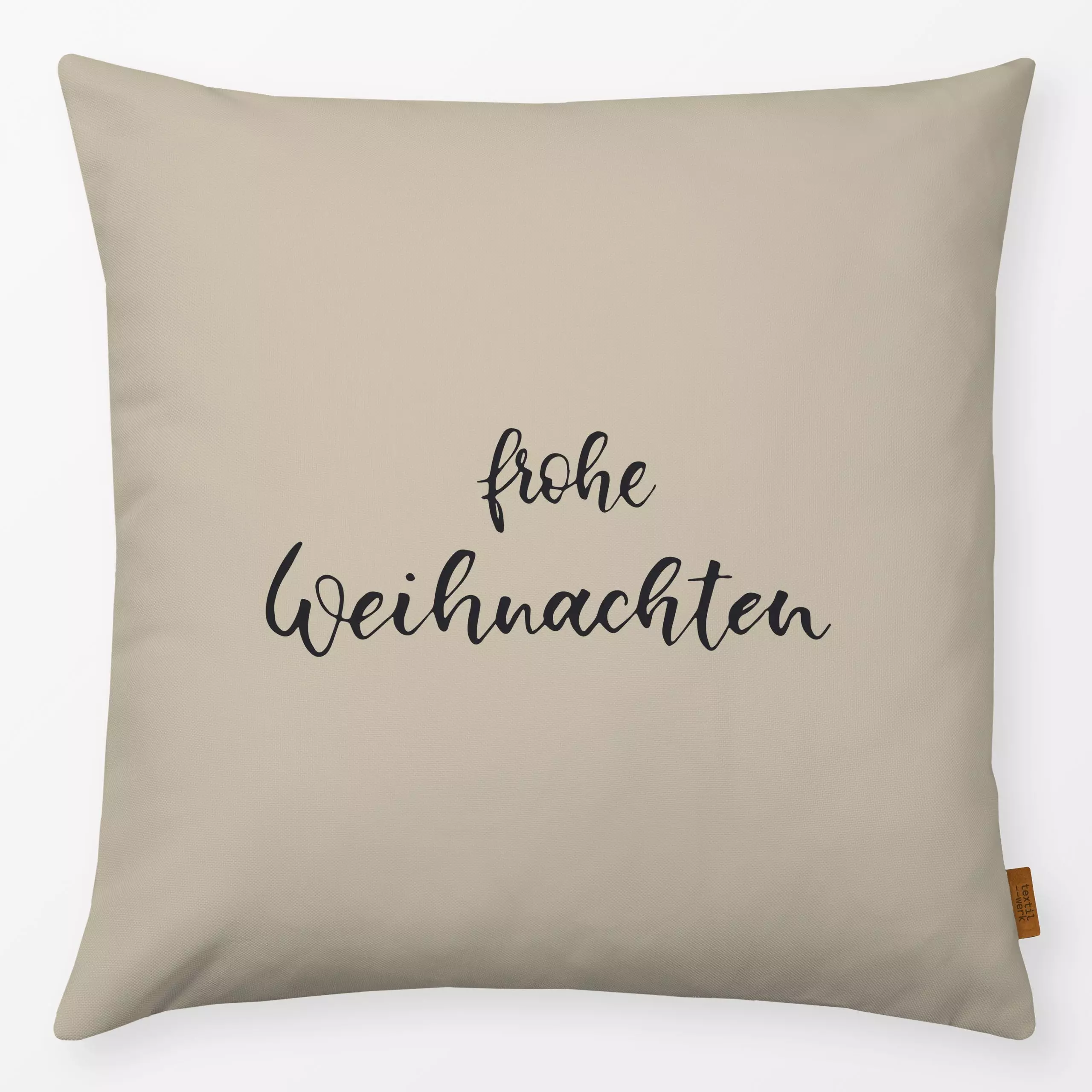 Kissen Frohe Weihnachten fog - Sprüche & Schriftzüge, Weihnachten, Winter - von „Katrin Graff"; Hygge, typografie, Scandi, W...