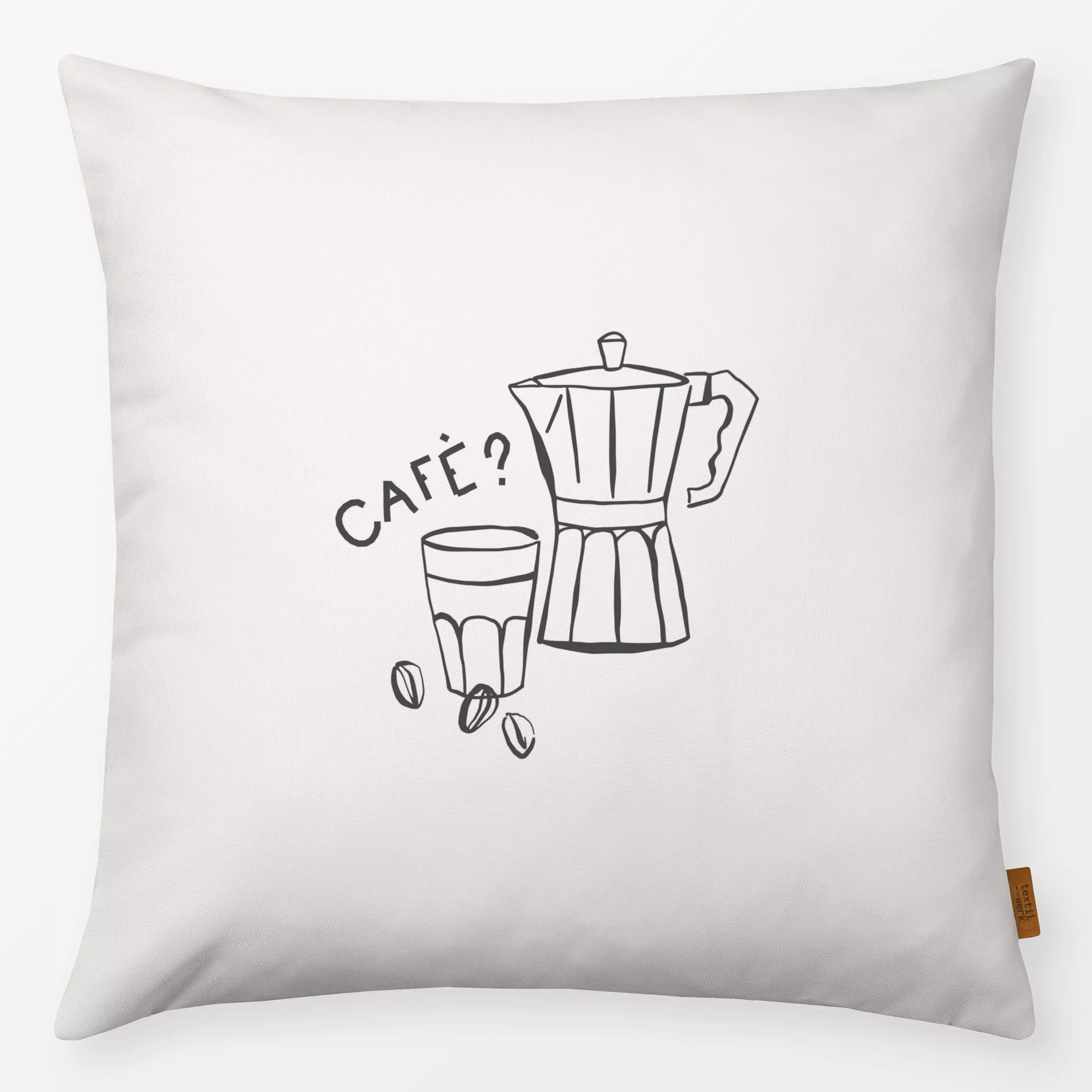 Kissen Cafe Beige - Küche, Essen & Trinken - von „Kruth Design"; Kaffee, geschenkidee, Cafe, Cappuccino, Espresso, kruthdesi...
