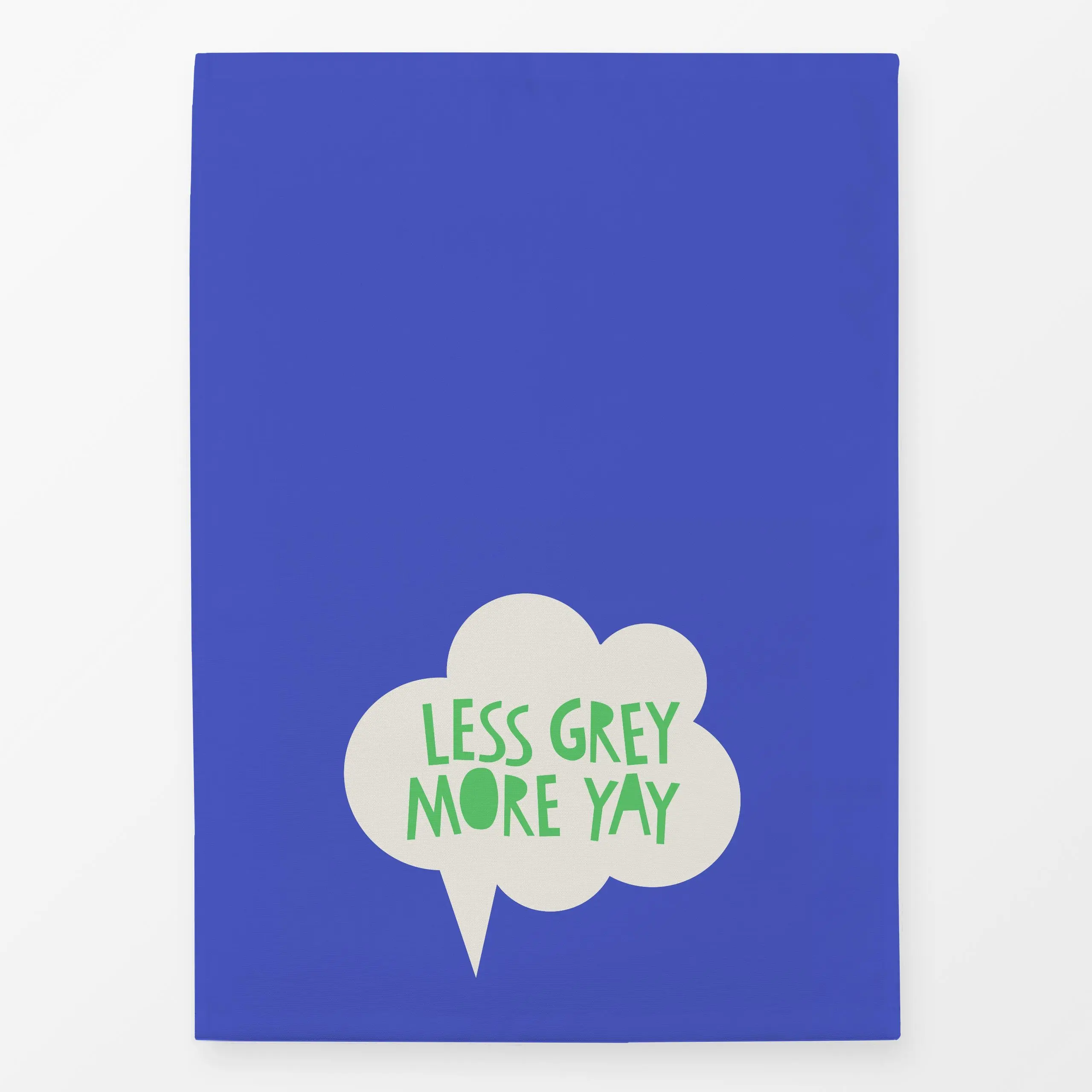 Geschirrtücher Less grey more yay blau - Frühling, Sprüche & Schriftzüge - von „Kerstin Ax"; verspielt, Sommer, blau, Letter...