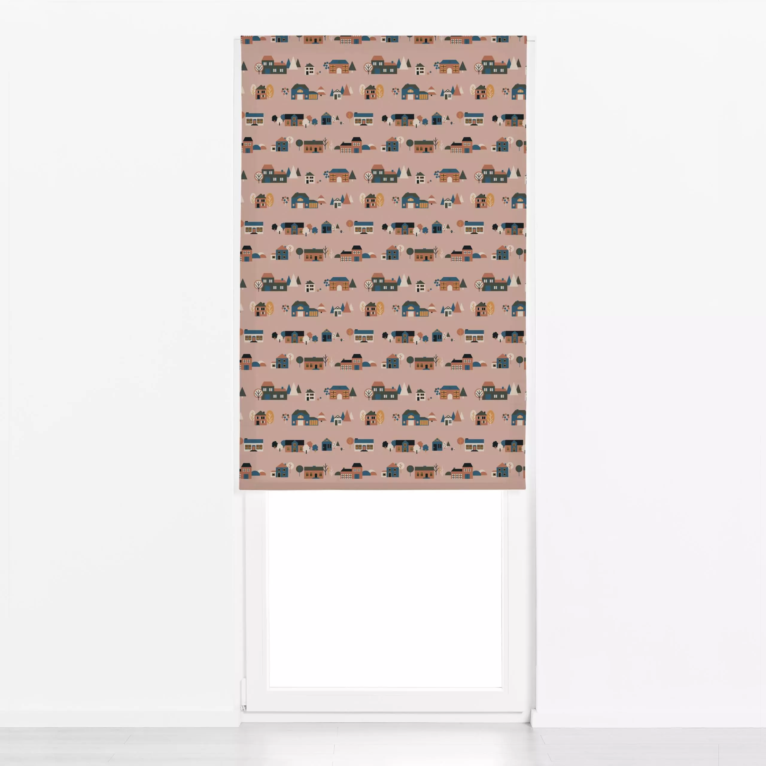 Raffrollo Scandinavian Autumn Houses - Kinderzimmer & Motive für Kinder, Natur & Landschaft, Symbole & Muster - von „Mareike...