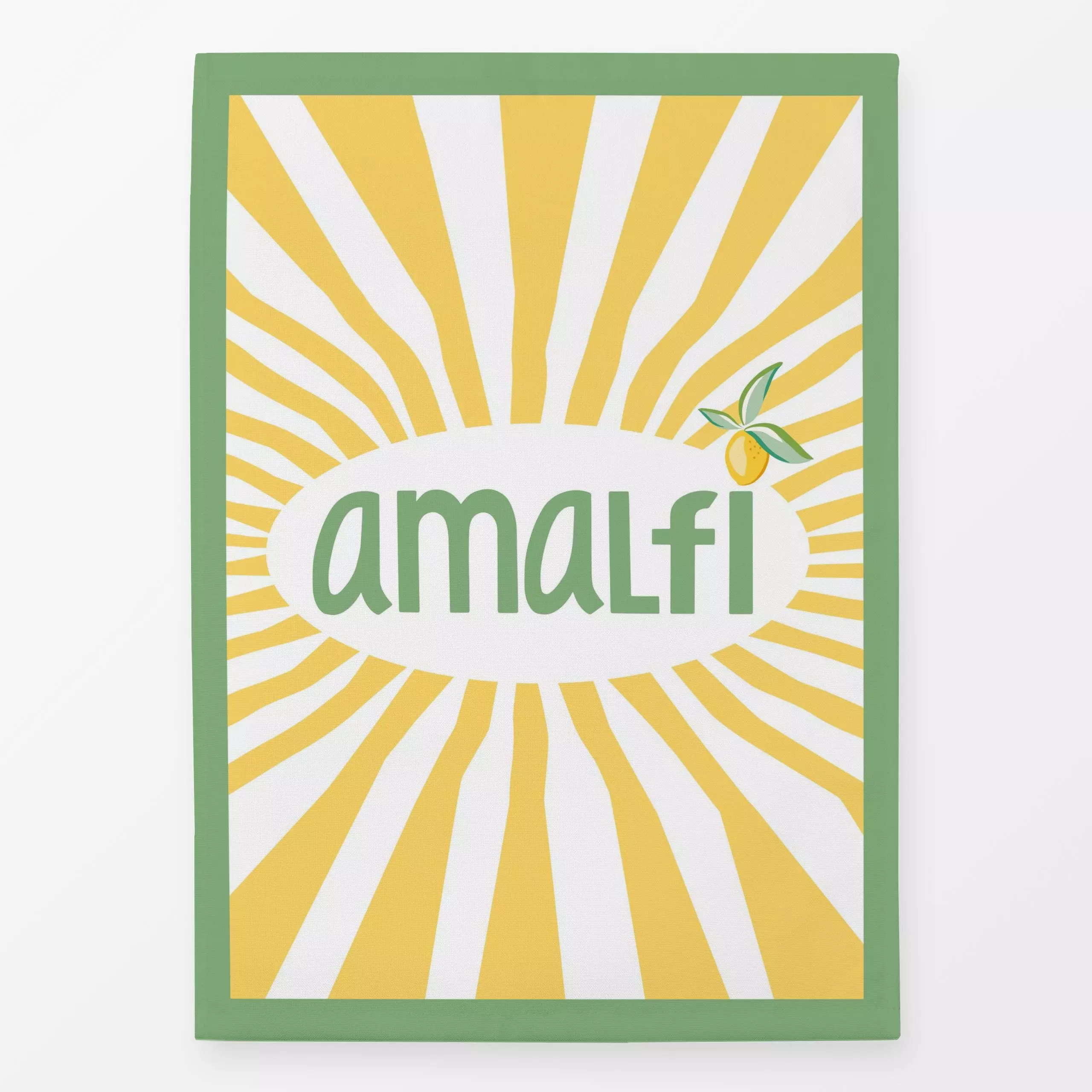 Geschirrtücher Amalfi - gelb grün - Sommer, Sprüche & Schriftzüge, Reise - von „Vivian Hasenclever"; Sonne, Zitrone, Sommer,...