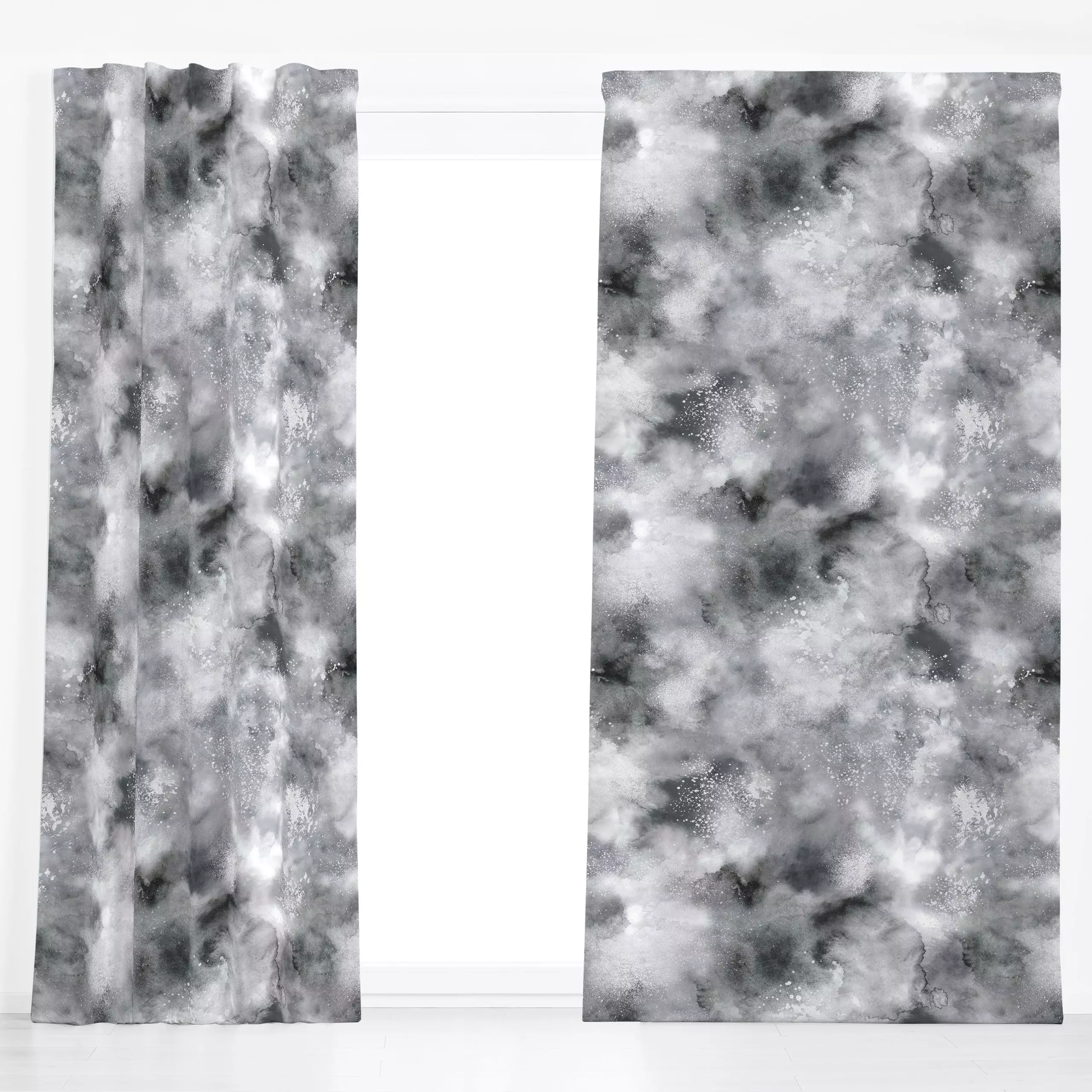 Dekovorhang Marble Smoky Watercolor Gray - Sport, Winter, Symbole & Muster - von „Ninola Design "; Aquarell, grau, Abstrakt,...