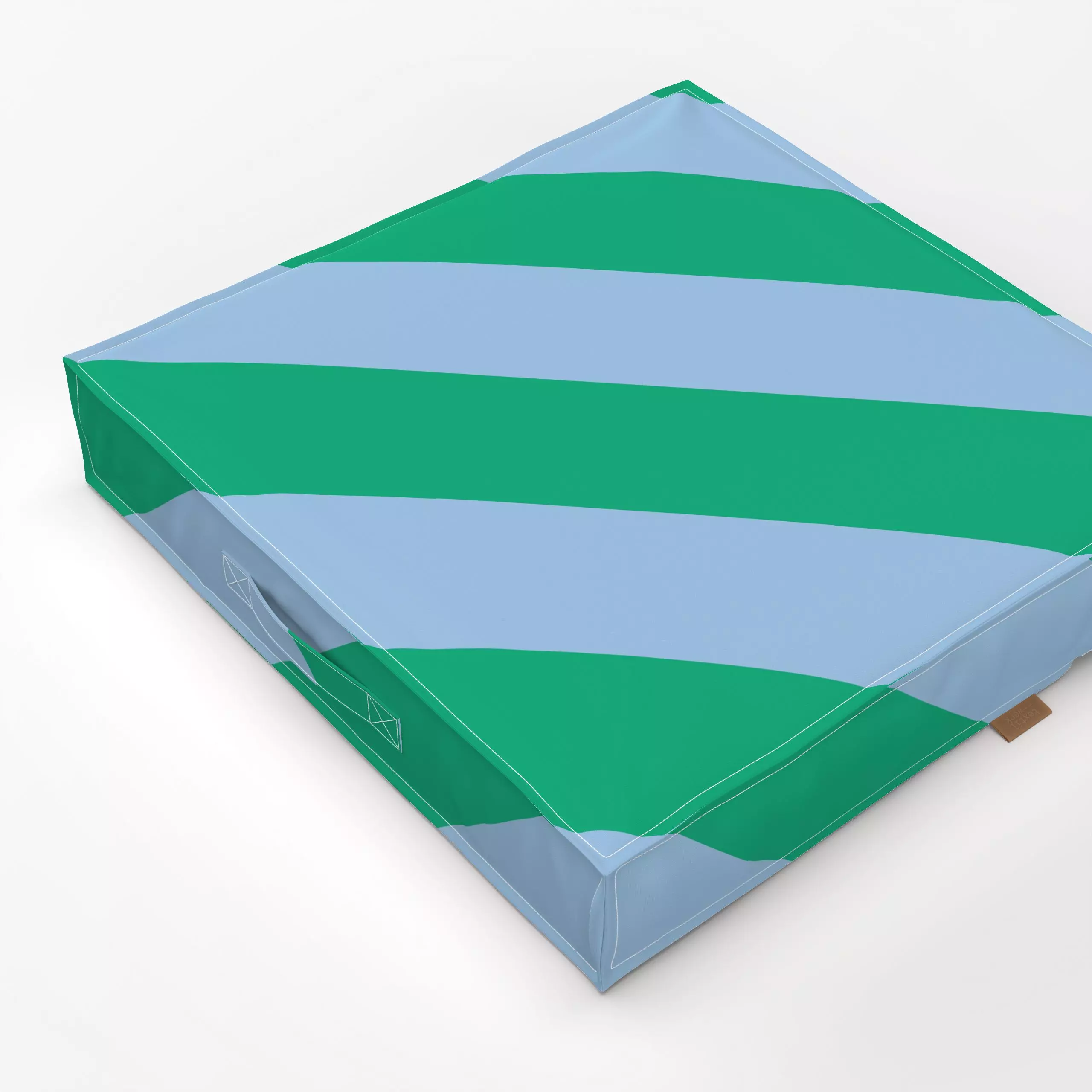 Bodenkissen Diagonale Streifen Grün & Blau - Frühling, Sommer, Symbole & Muster - von „Lisa Jasmin Bauer"; minimal, Linien, ...