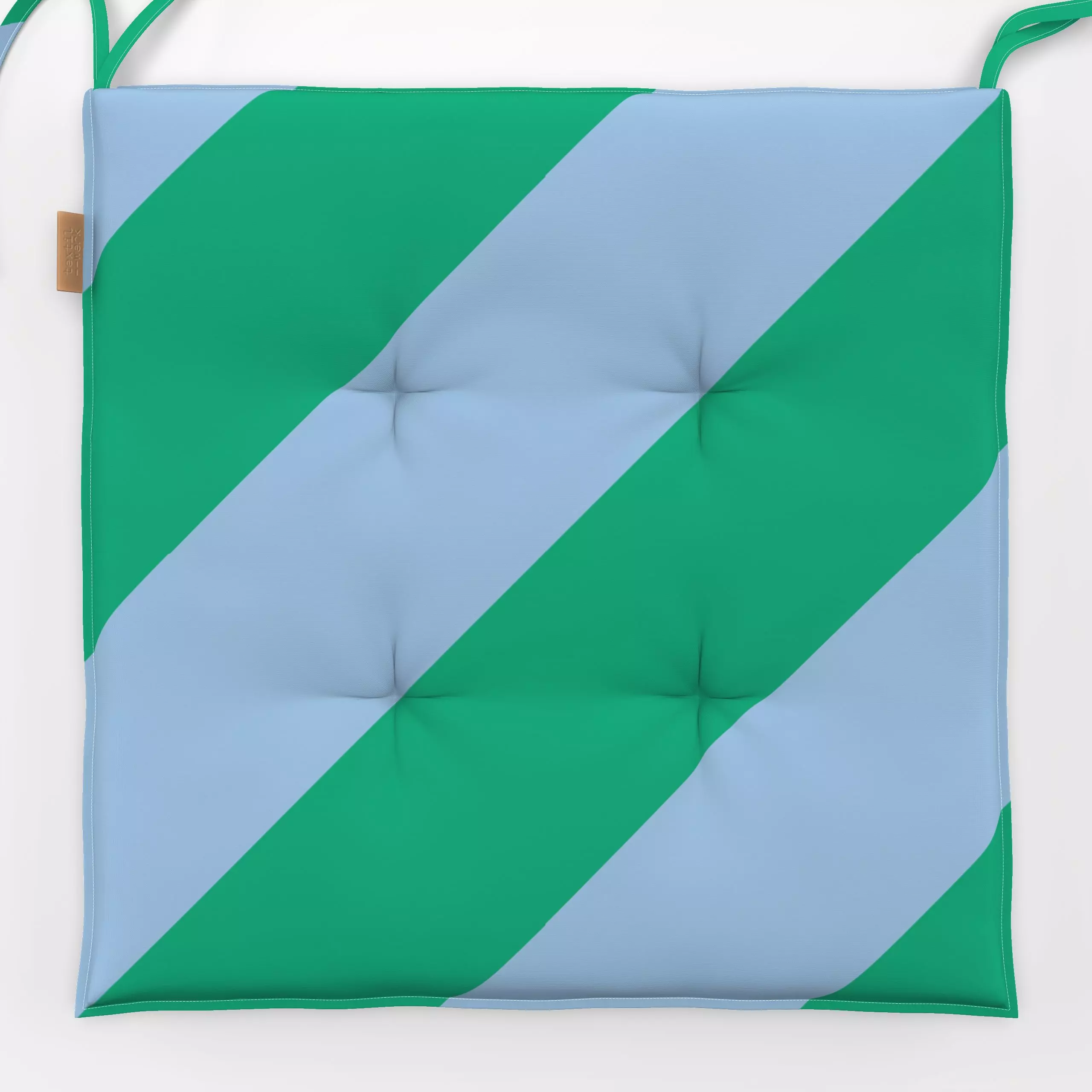 Sitzkissen Diagonale Streifen Grün & Blau - Frühling, Sommer, Symbole & Muster - von „Lisa Jasmin Bauer"; minimal, Linien, a...