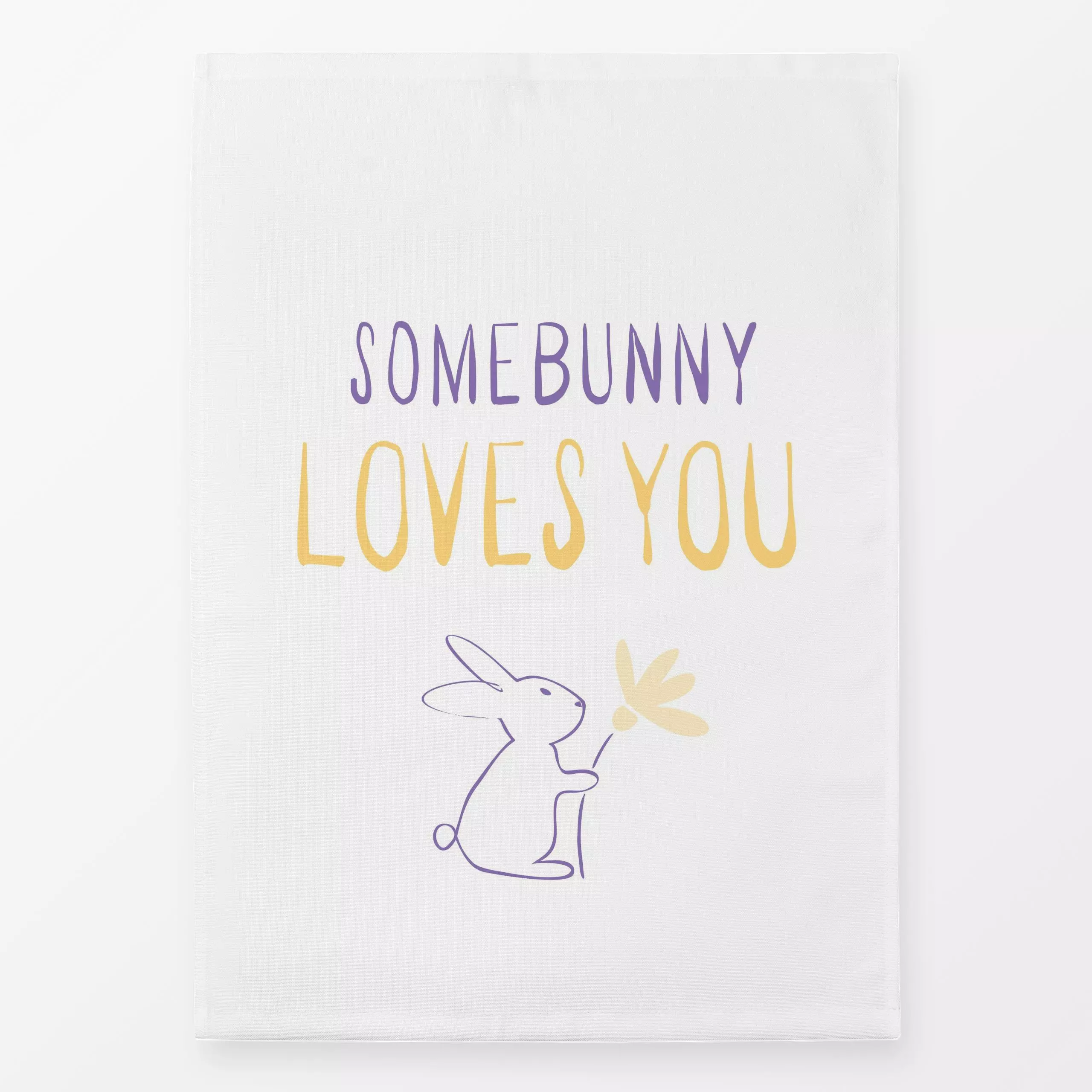 Geschirrtücher Frohe Ostern Hase mit Blume - Frühling, Anlässe, Ostern - von „Carolin Vonhoff"; Zeichnung, Blumen, Hase, Ost...