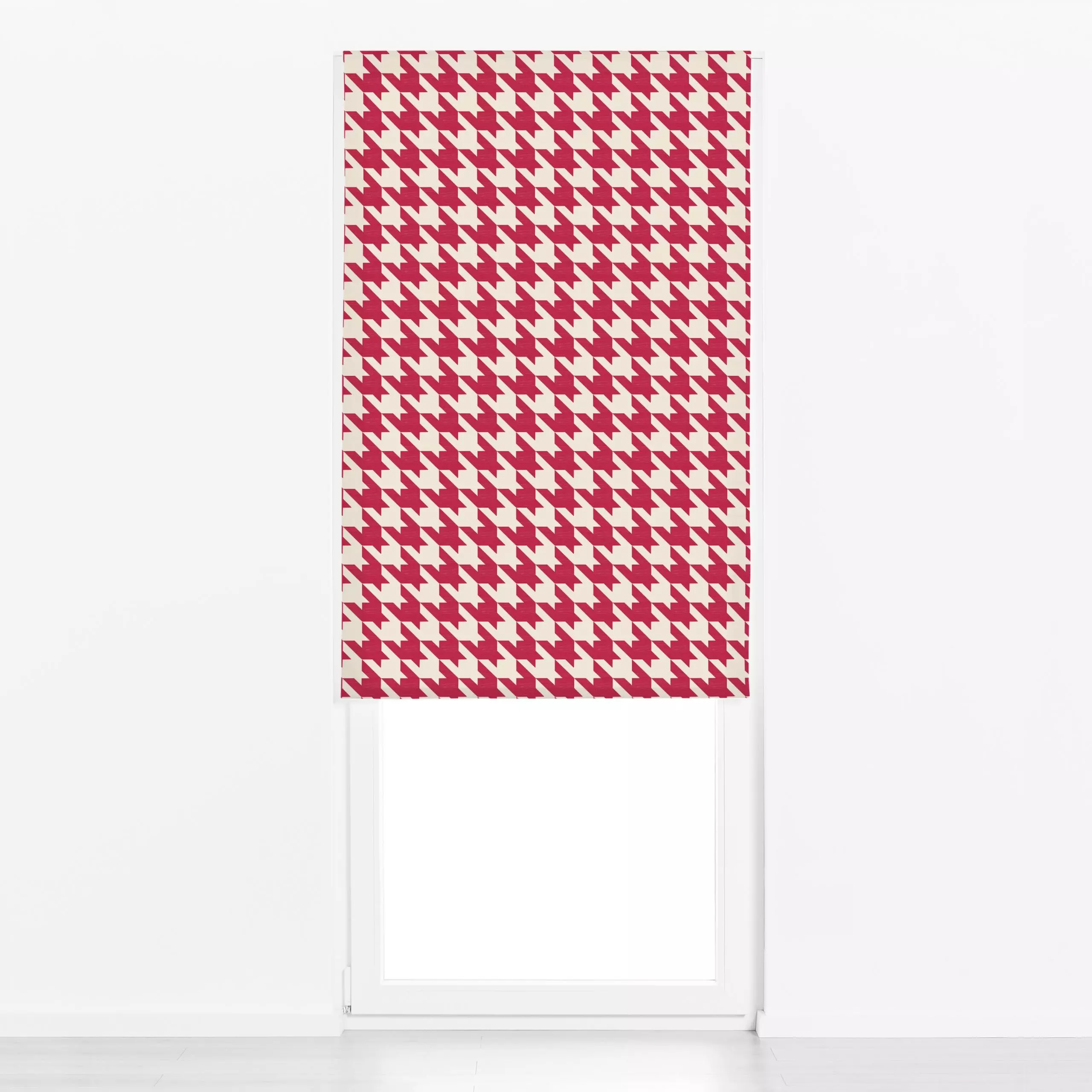 Raffrollo Viva Magenta Hahnentritt - Symbole & Muster, Retro & Vintage - von „Eda Şahin"; Retro, Geometrisch, grafisch, colo...