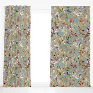 Dekovorhang Wild Grasses Boho Gold Teal