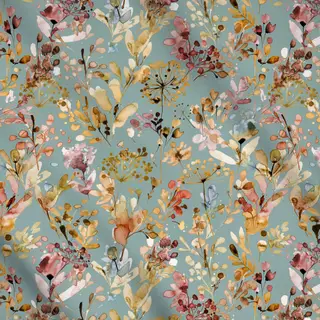 Meterware Wild Grasses Boho Gold Teal