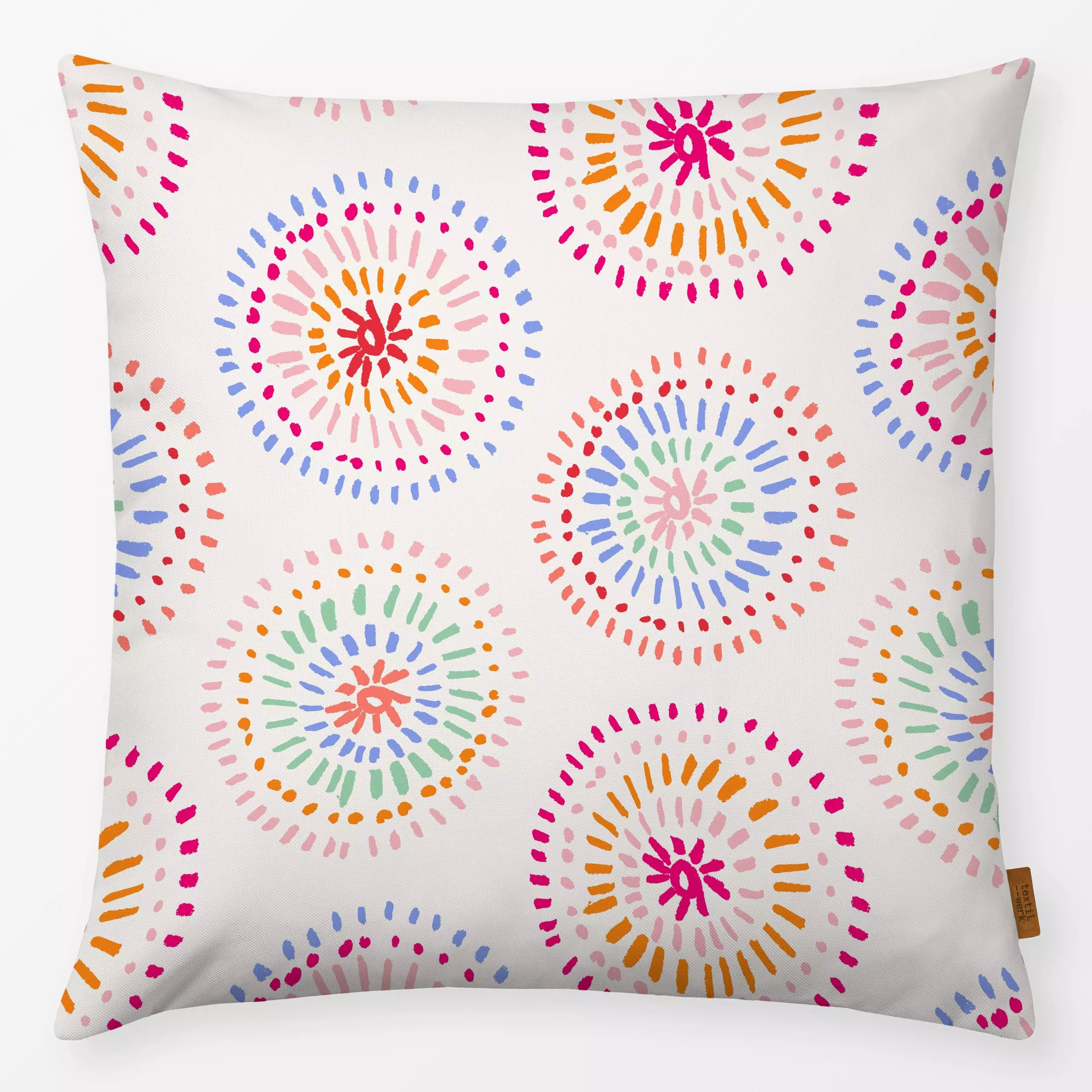 Kissen Ethno Kreise Allover bunt - Frühling, Sommer, Symbole & Muster - von „Kruth Design"; Ethno, Sommerlich, Gartendeko, k...