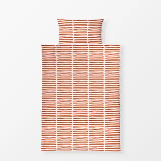 Bettwäsche orangene Streifen Sommer