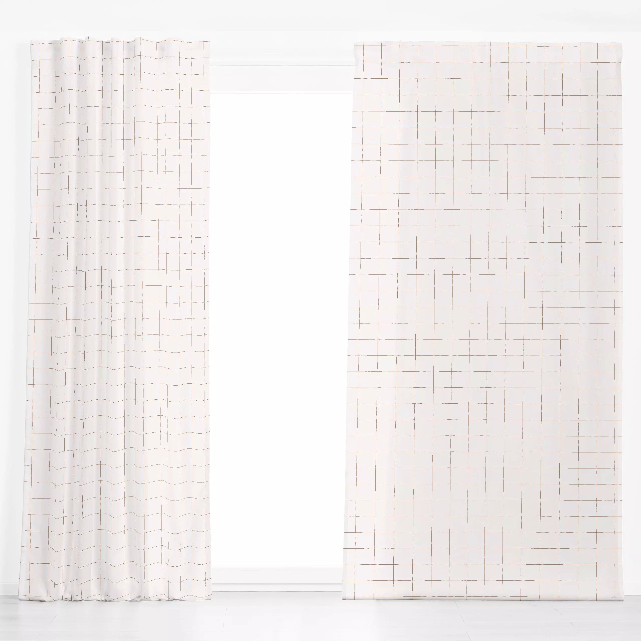 Dekovorhang Karo Muster beige braun boho - Herbst, Symbole & Muster - von „Kathrin Woo"; boho, Muster, grid, Herbst, Herbstd...