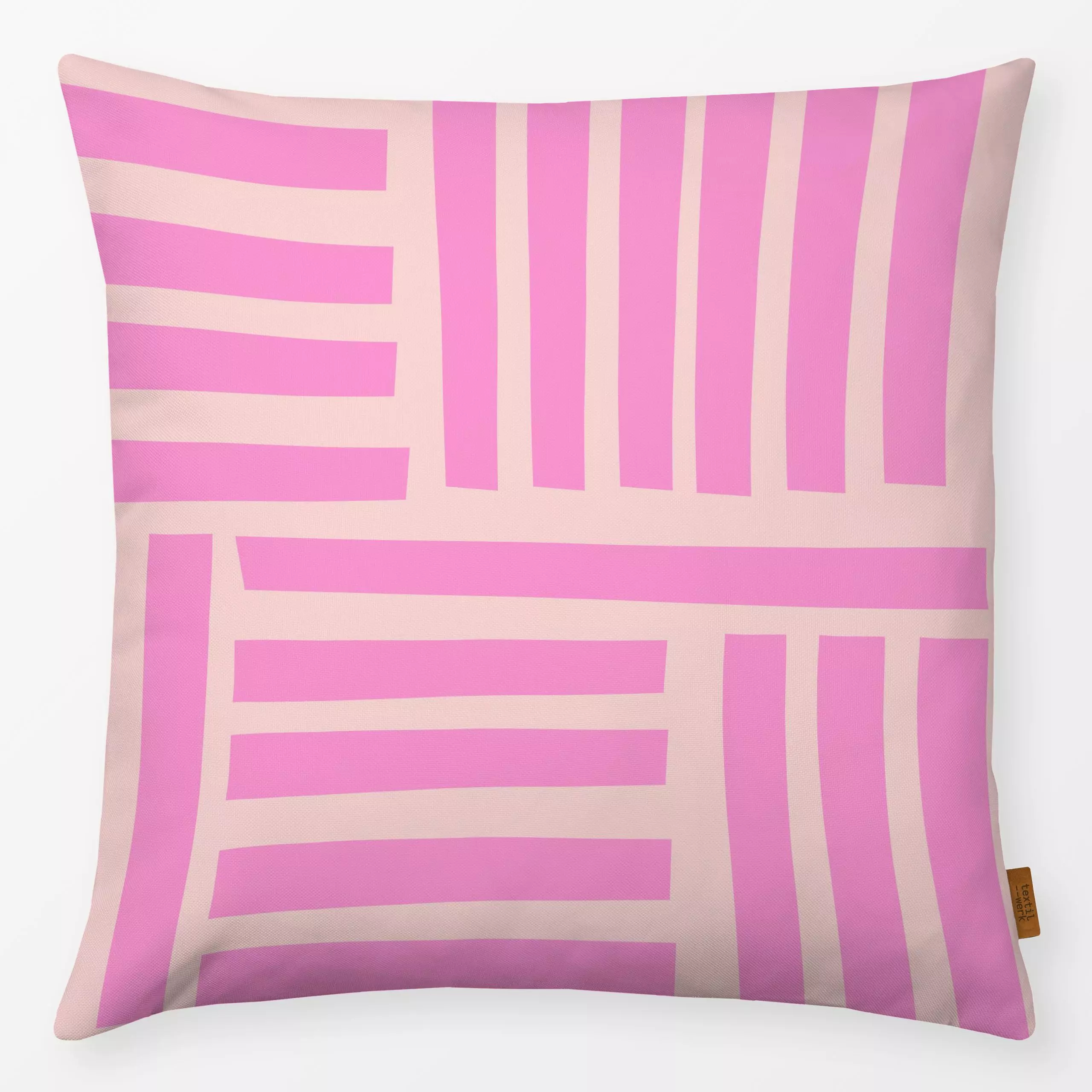 Kissen Playful Pink Hues - Symbole & Muster - von „Lisa Jasmin Bauer"; rosa, Shapes, Scandianvian, Scandi, stripes, cutouts,...