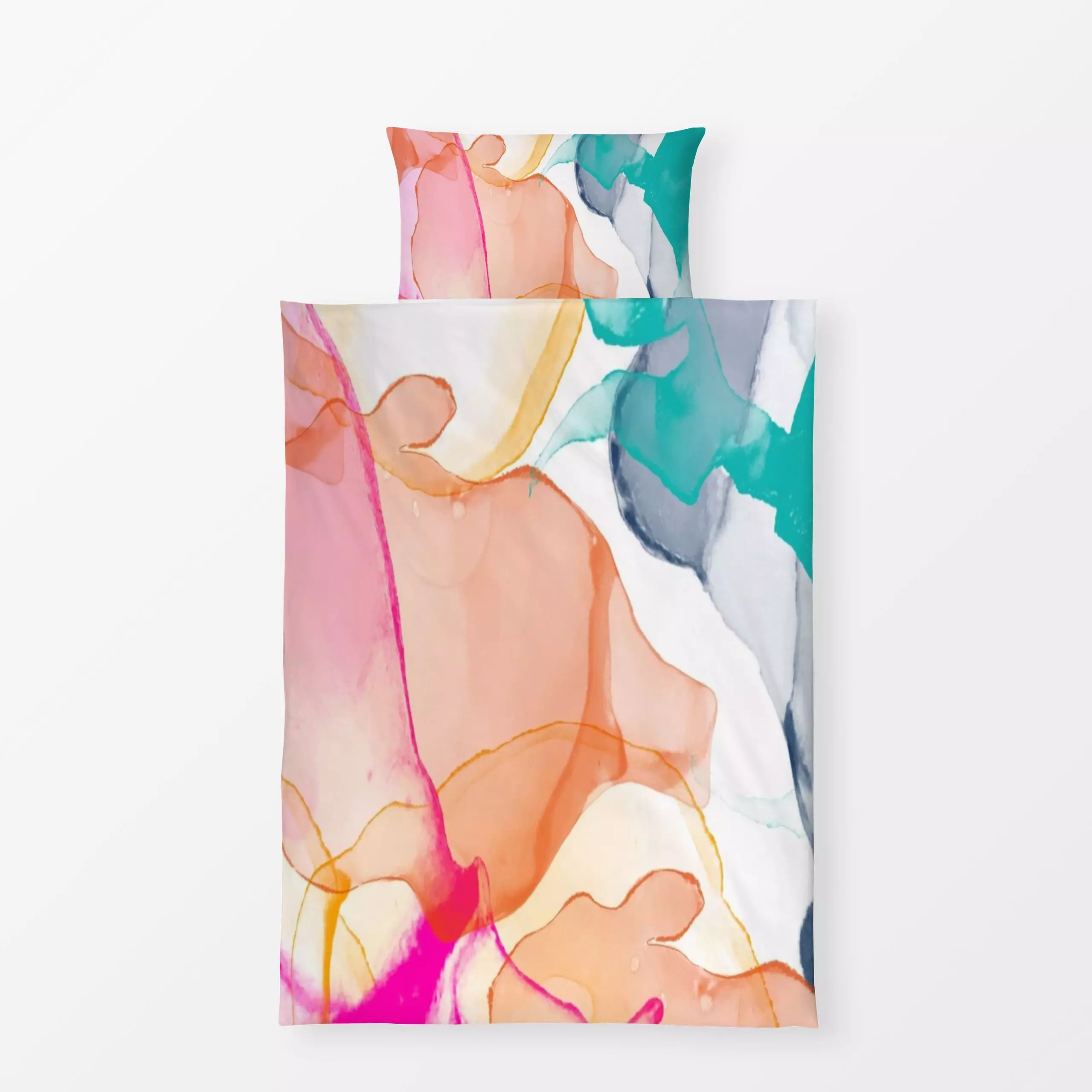 Bettwäsche Yula - Symbole & Muster - von „duundich"; Muster, Wasserfarben, Aquarell, Tusche, minimal, abstrakt, Farbverläufe...