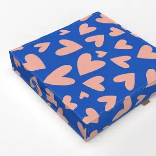 Bodenkissen Muster Herzen - blau