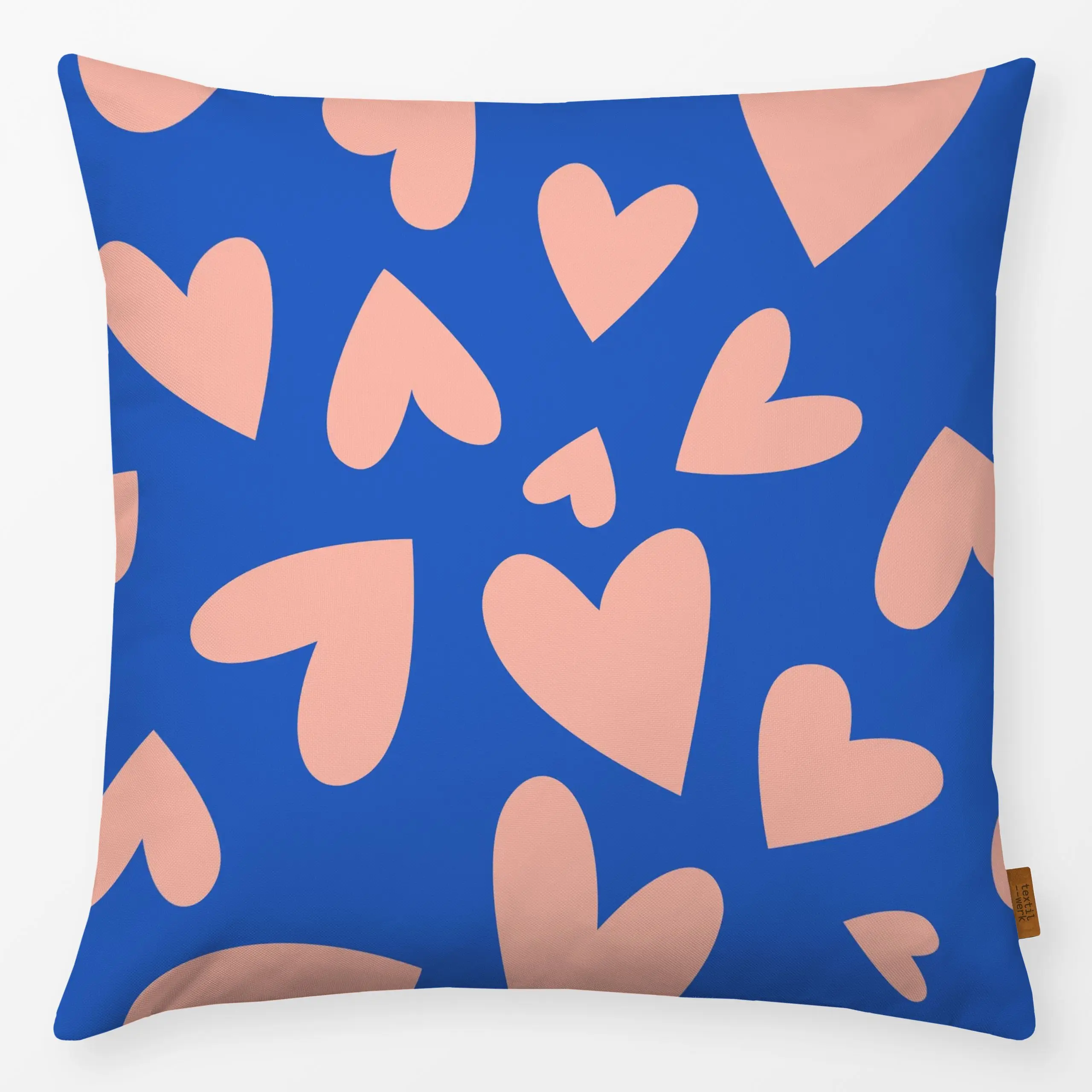 Kissen Muster Herzen - blau - Frühling, Liebe, Romantik & Pride, Ostern - von „Heyduda"; Illustration, Herzen, niedlich, Ost...