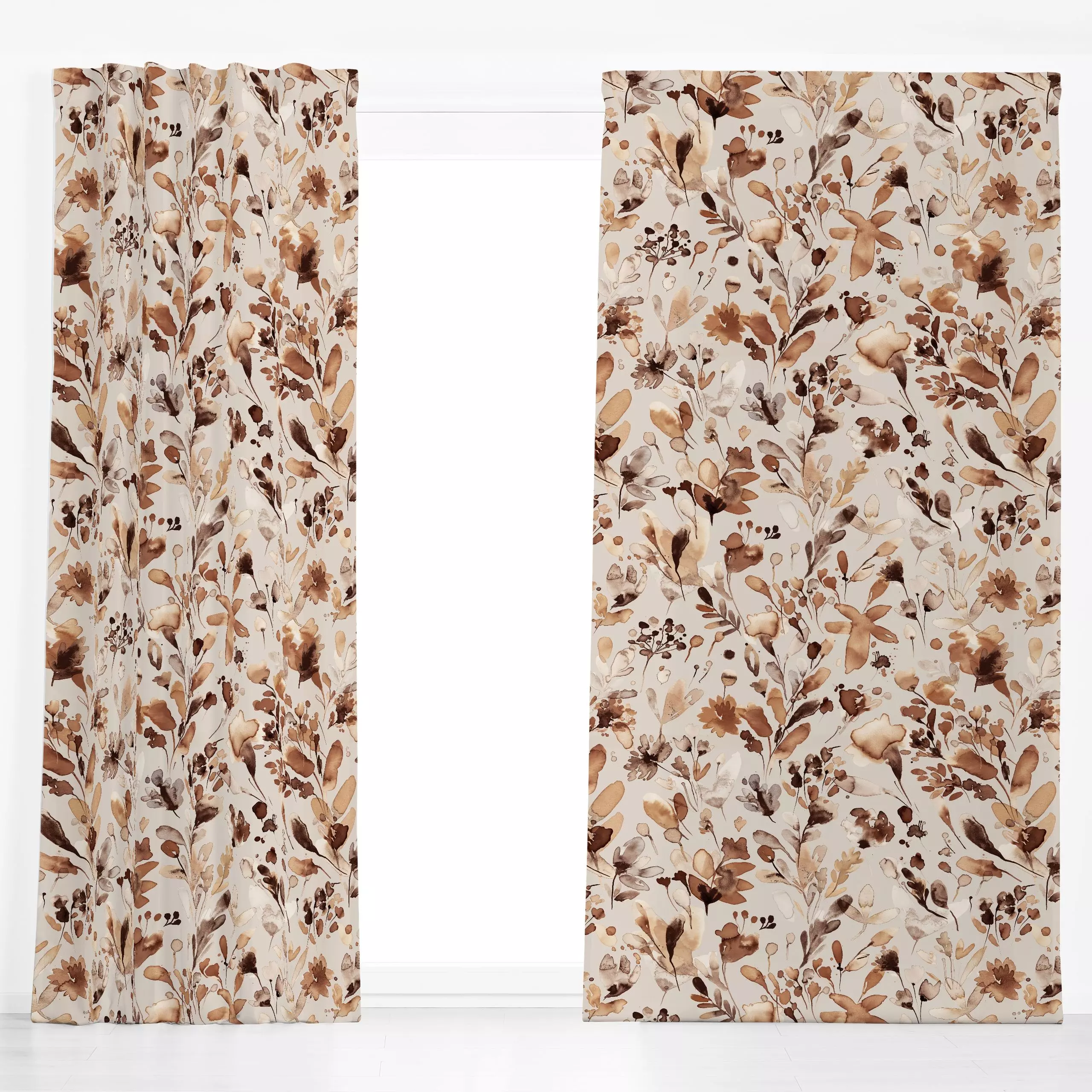 Dekovorhang Rustic Wild Grasses Terracotta - Herbst, Natur & Landschaft, Pflanzen & Botanik - von „Ninola Design "; Aquarell...