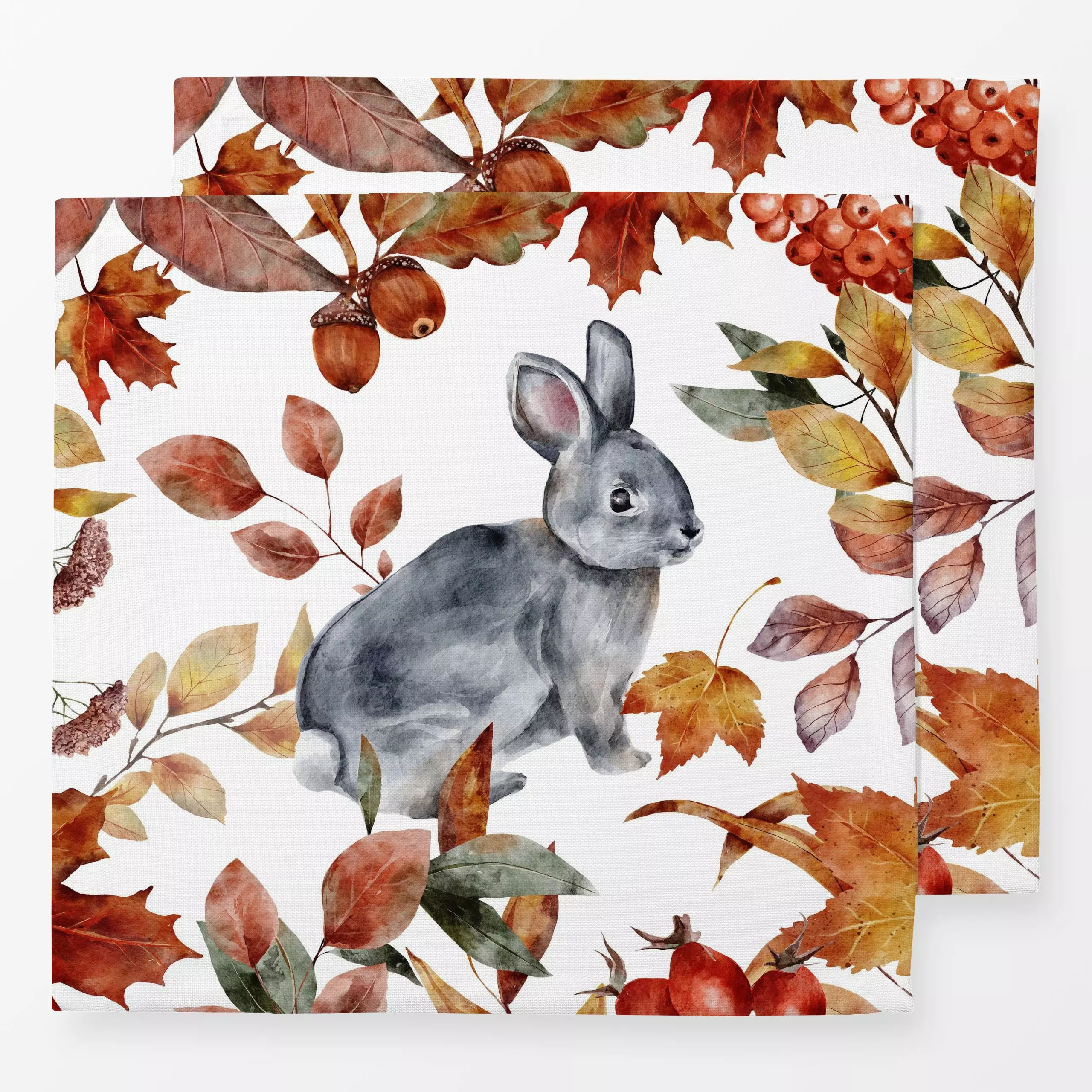 Servietten Goldener Herbst Hase - Blumen & Florales, Tiere - von „Uta Naumann"; Natur, Beeren, Wald, Wildtiere, floral, Herb...