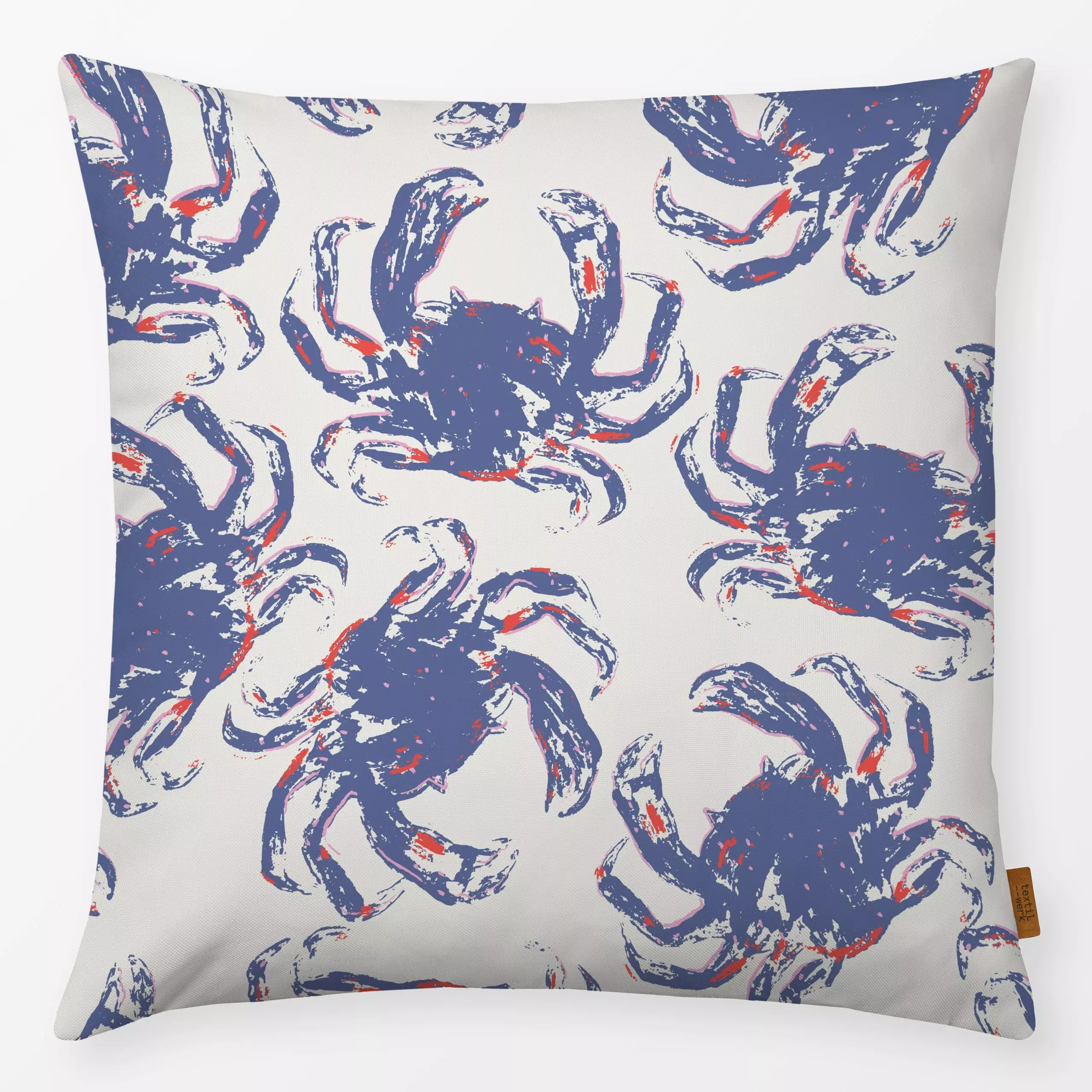 Kissen Krebse Allover - Natur & Landschaft, Tiere - von „moDeern Design Studio"; Muster, Meer, Strand, Meerestiere, Sommer, ...