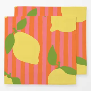 Servietten Zitronen orange rosa Streifen