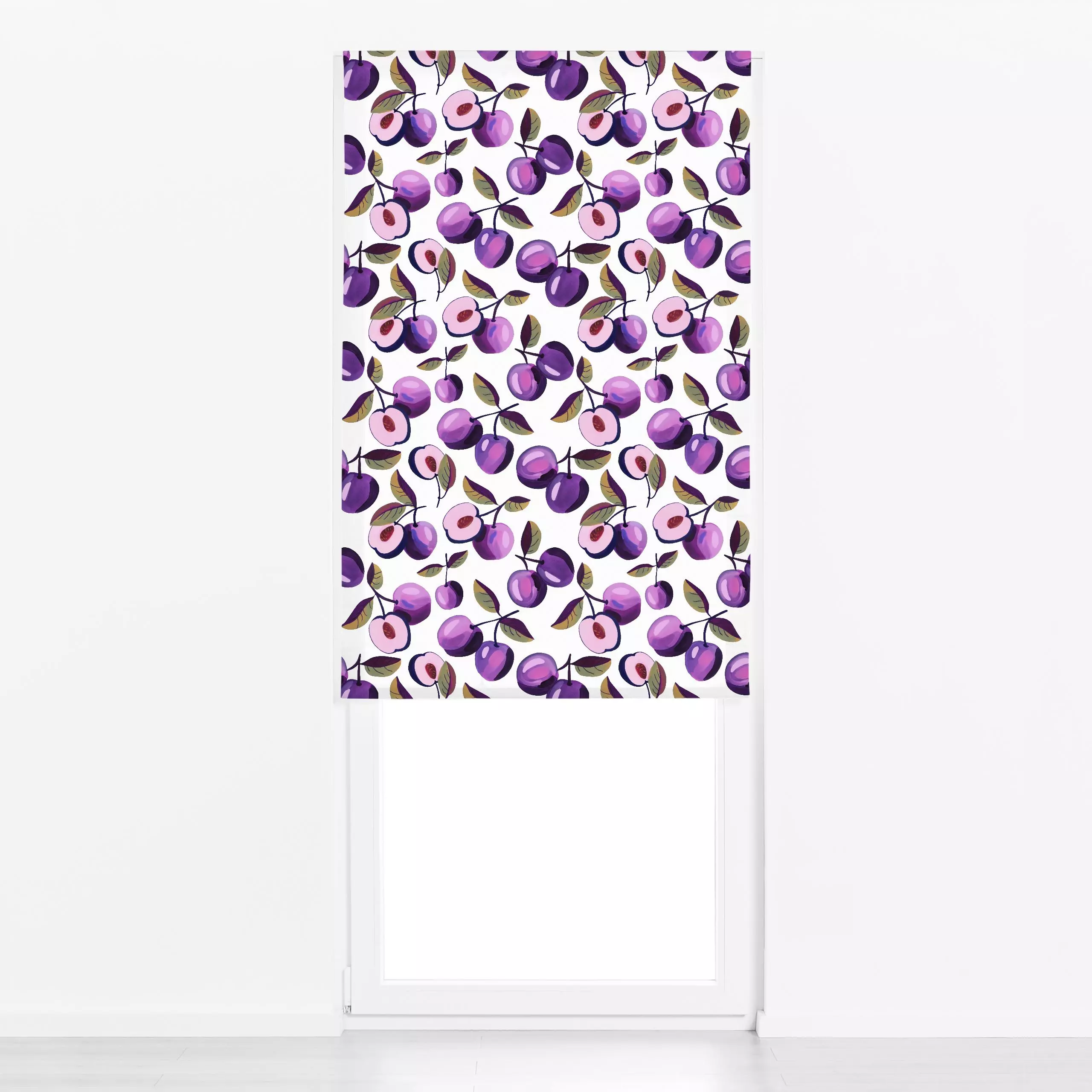 Raffrollo Pflaumenkompott lila 2 - von „Uta Naumann"; Frucht, boho, Muster, abstrakt, Garten, modern, Ernte, herbstlich, Mid...