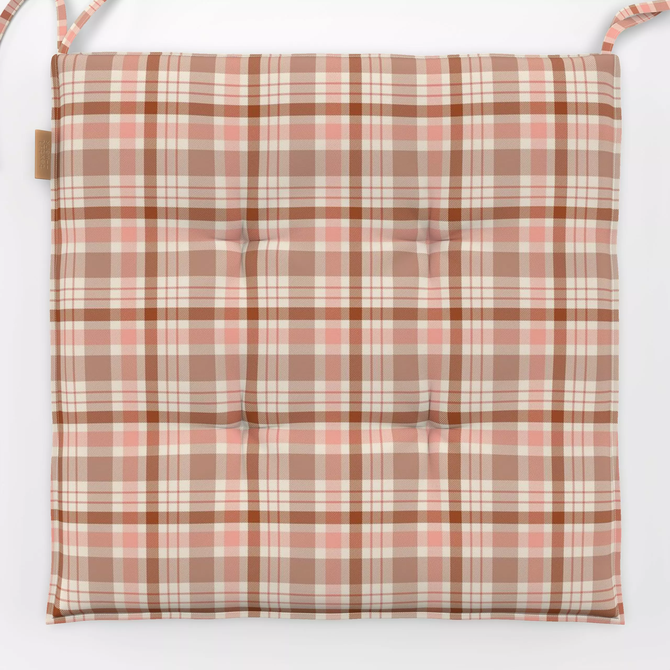 Sitzkissen Karo Tartan Offwhite Rosa - Symbole & Muster - von „DEINKI Studio"; rosa, Geometrisch, Karo, Karos, kariert, rotb...