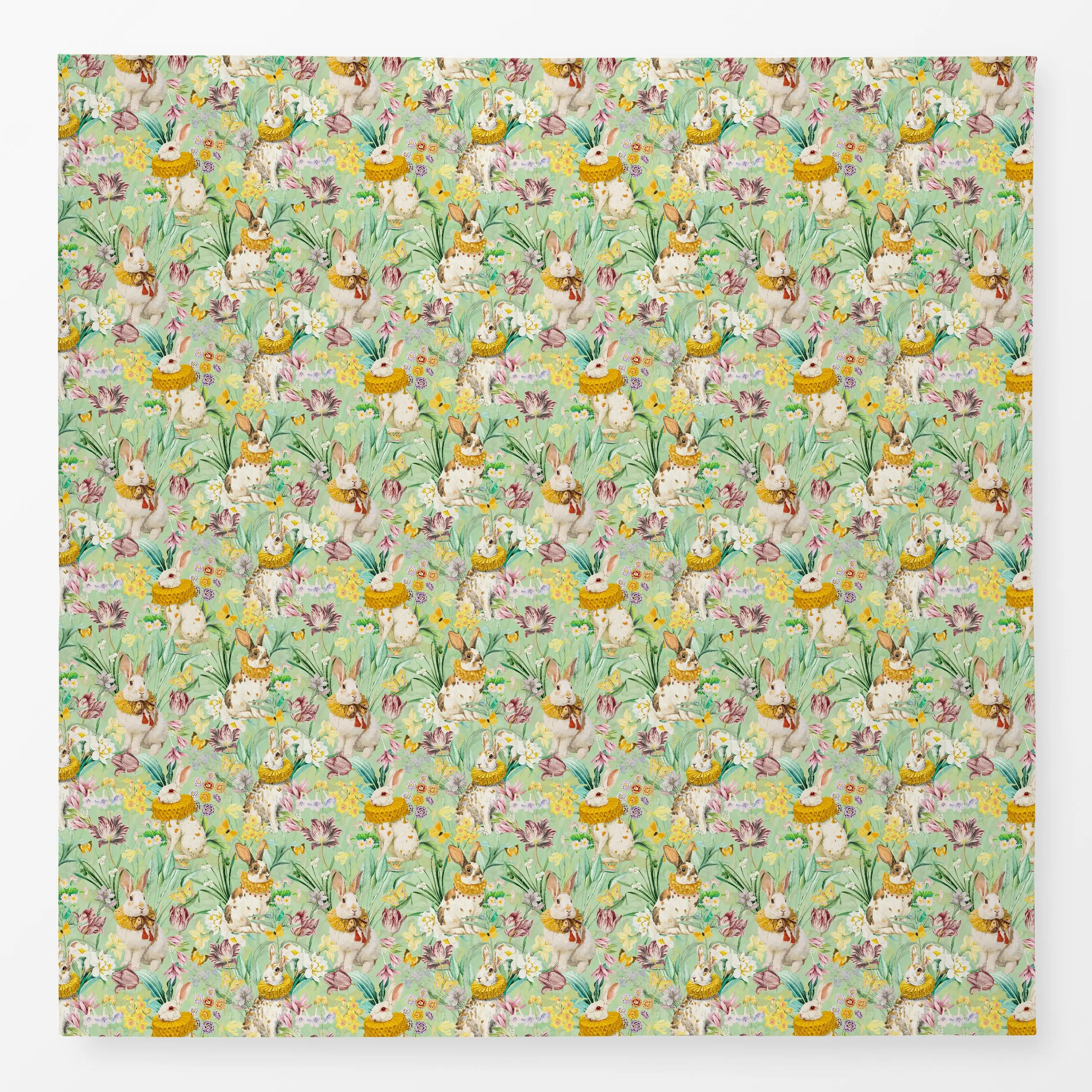 Tischdecke Osterhasen im Frühling 1 - Frühling, Tiere, Ostern - von „Uta Naumann"; Garten, Botanisch, floral, vintage, Oster...