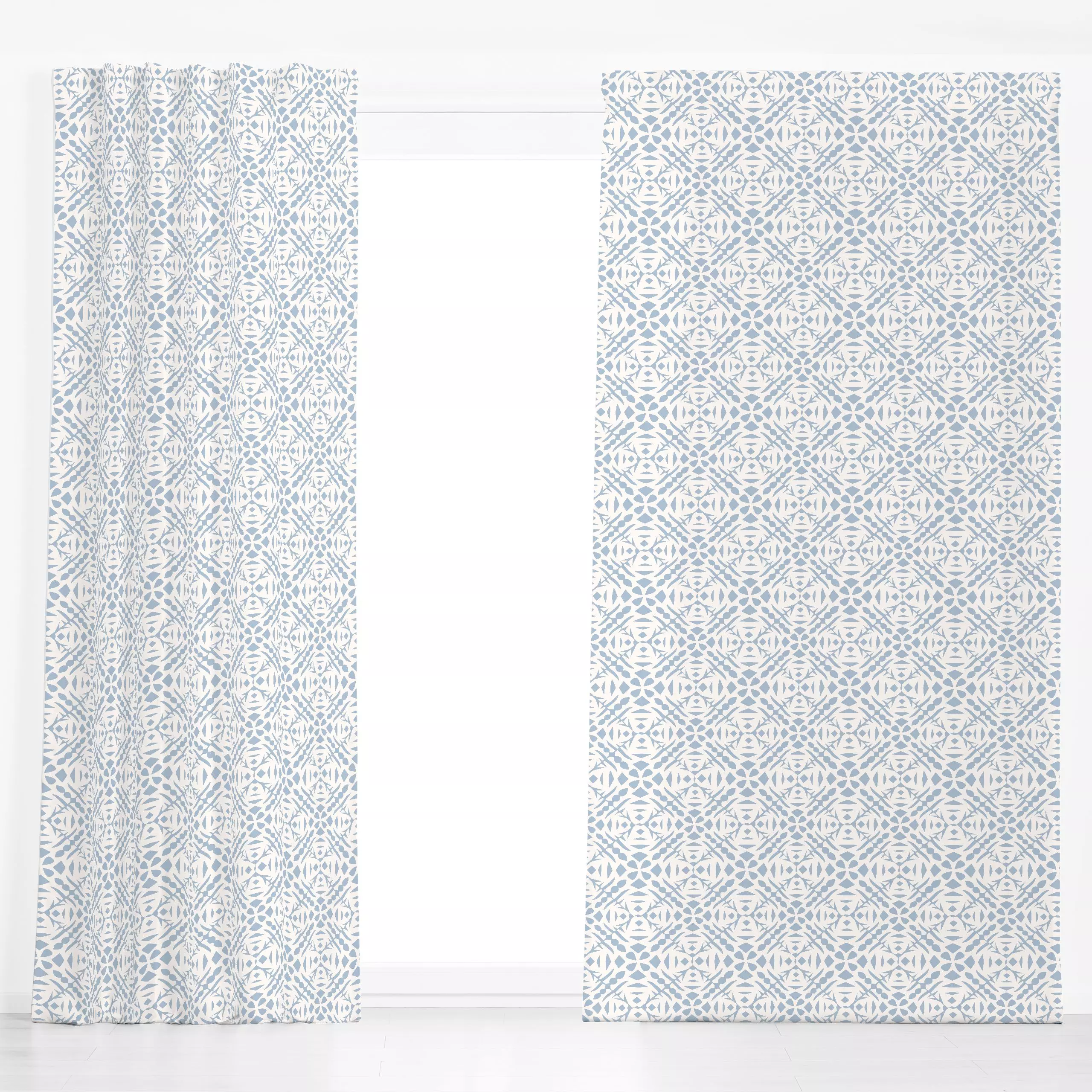 Dekovorhang Silhouette 2 Blaugrau - Winter, Symbole & Muster - von „Kathrin Woo"; Muster, abstrakt, Blaugrau, Geometrisch, m...
