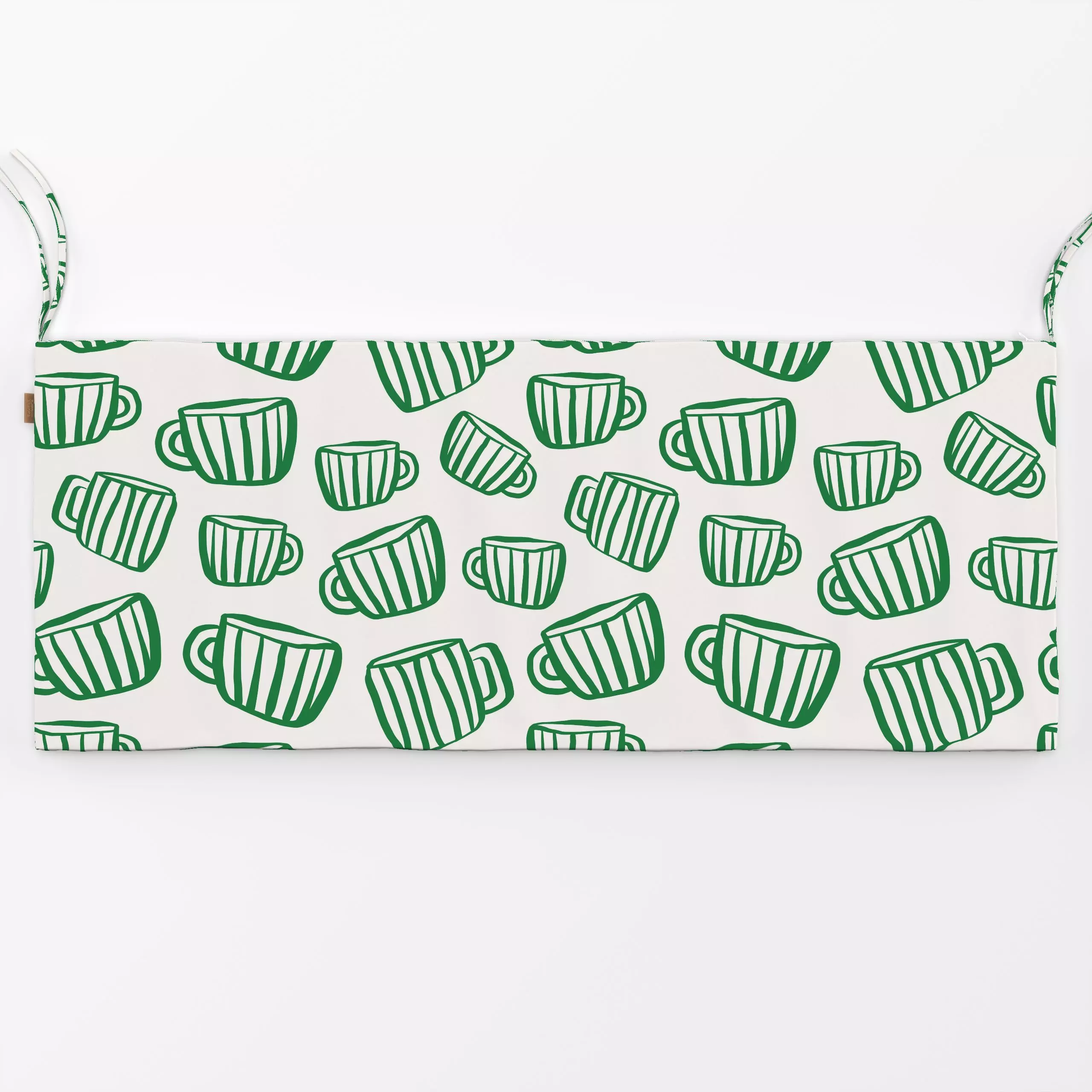 Bankauflage Tassen Allover Green - Symbole & Muster, Küche, Essen & Trinken - von „Kruth Design"; Kaffee, Herbstdeko, Teetas...