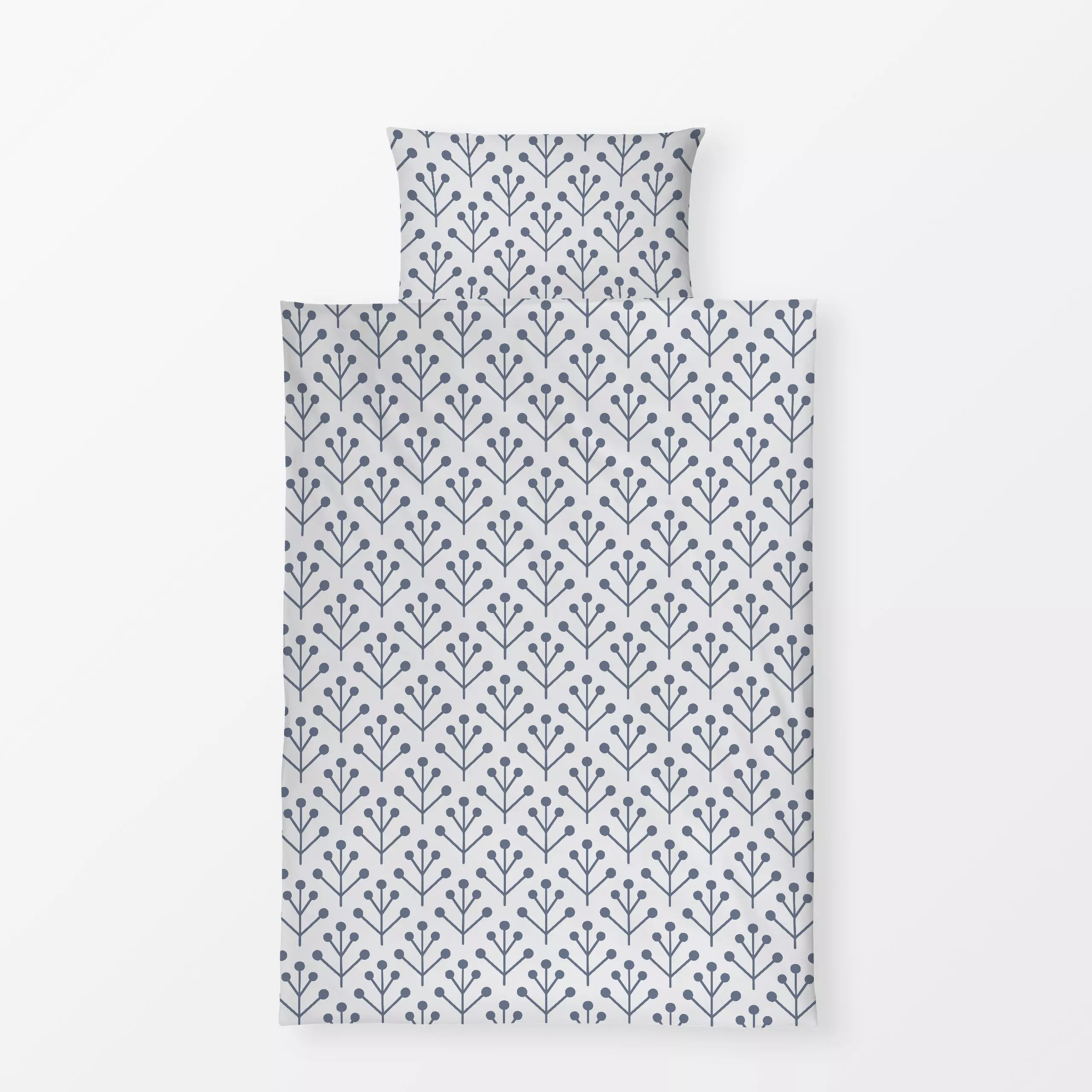 Bettwäsche Berry Twig blau hellgrau - Symbole & Muster - von „Kathrin Woo"; Muster, minimal, abstrakt, Blaugrau, Geometrisch...