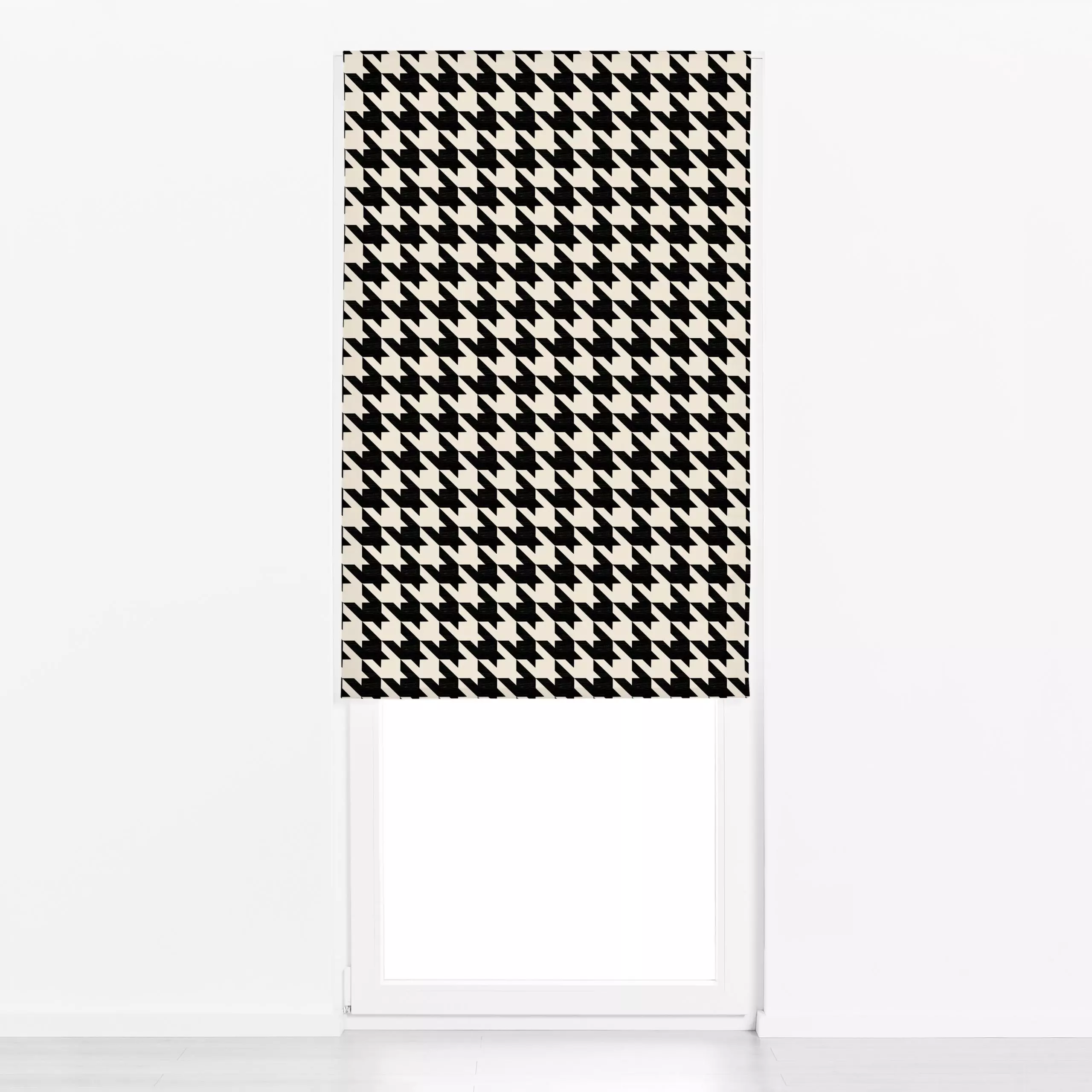 Raffrollo Klassik Schwarz Hahnentritt - Symbole & Muster, Retro & Vintage - von „Eda Şahin"; abstrakt, graphisch, Retro, Geo...